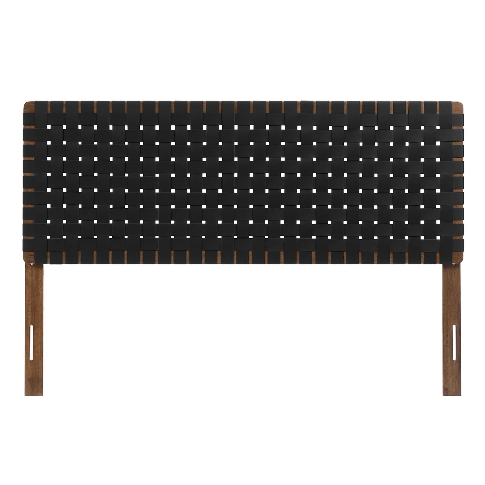 Sparta Weave Vegan Leather Queen Headboard, Walnut Black