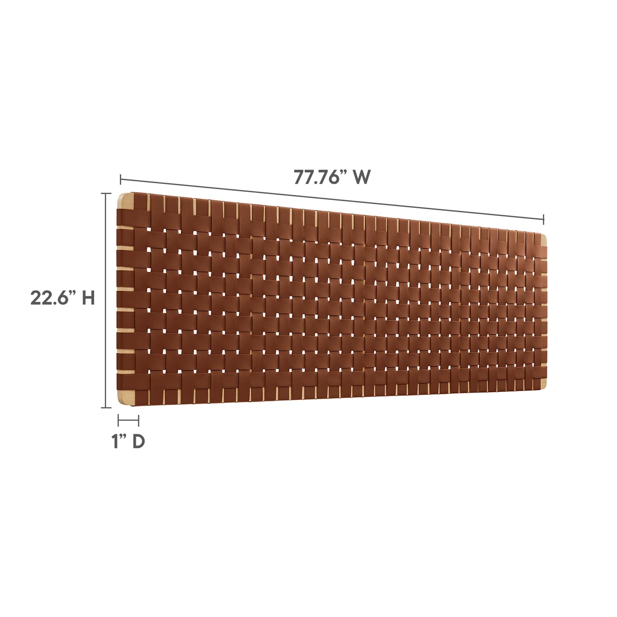 Sparta Weave Wall-Mount Vegan Leather King Headboard, Natural Brown