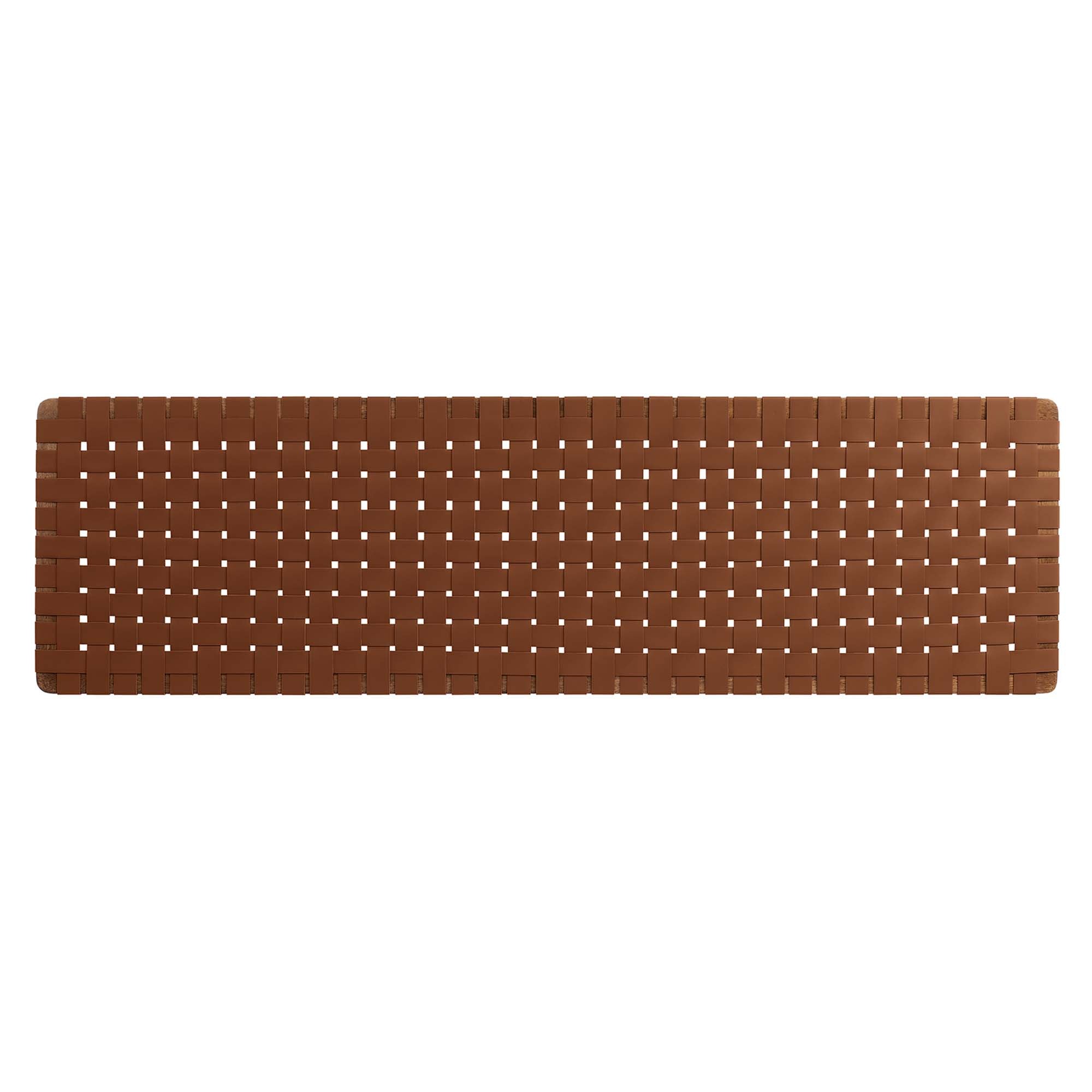 Sparta Weave Wall-Mount Vegan Leather King Headboard, Walnut Brown