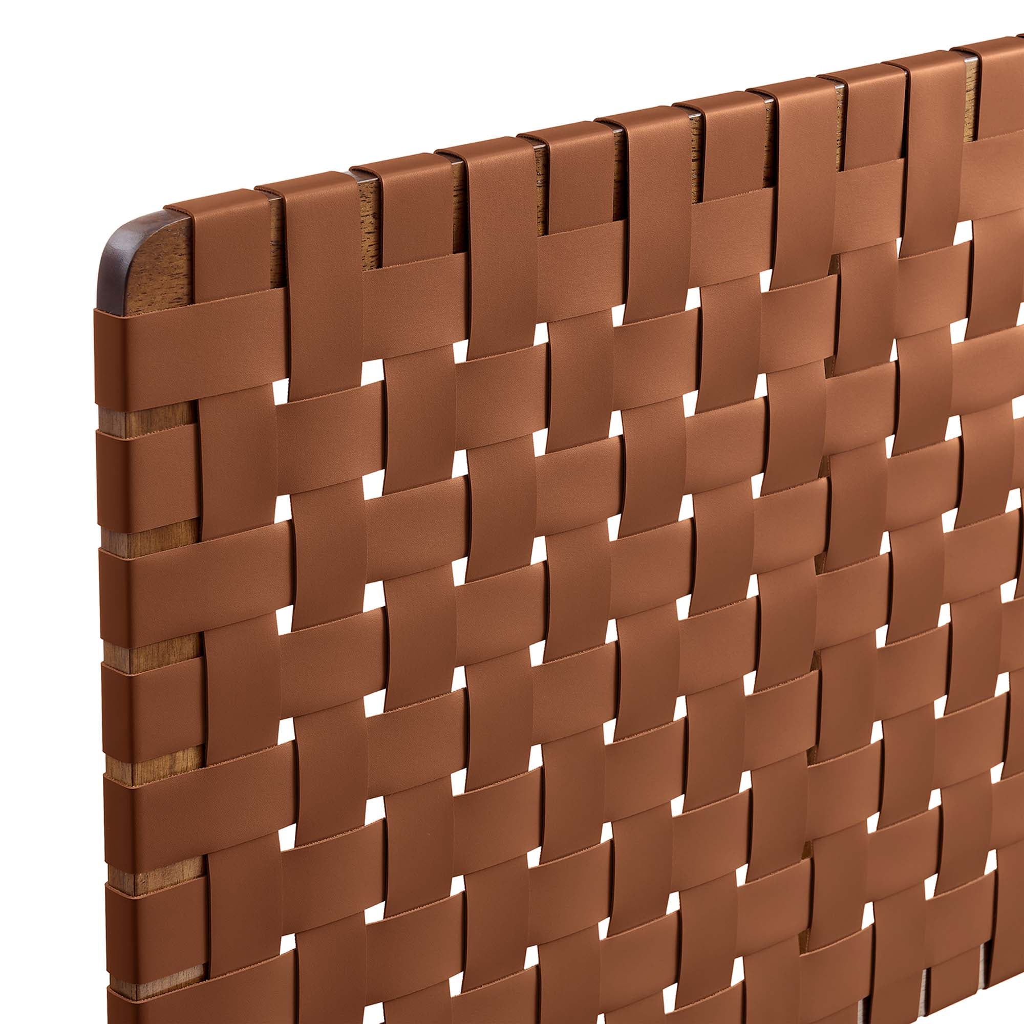 Sparta Weave Wall-Mount Vegan Leather King Headboard, Walnut Brown