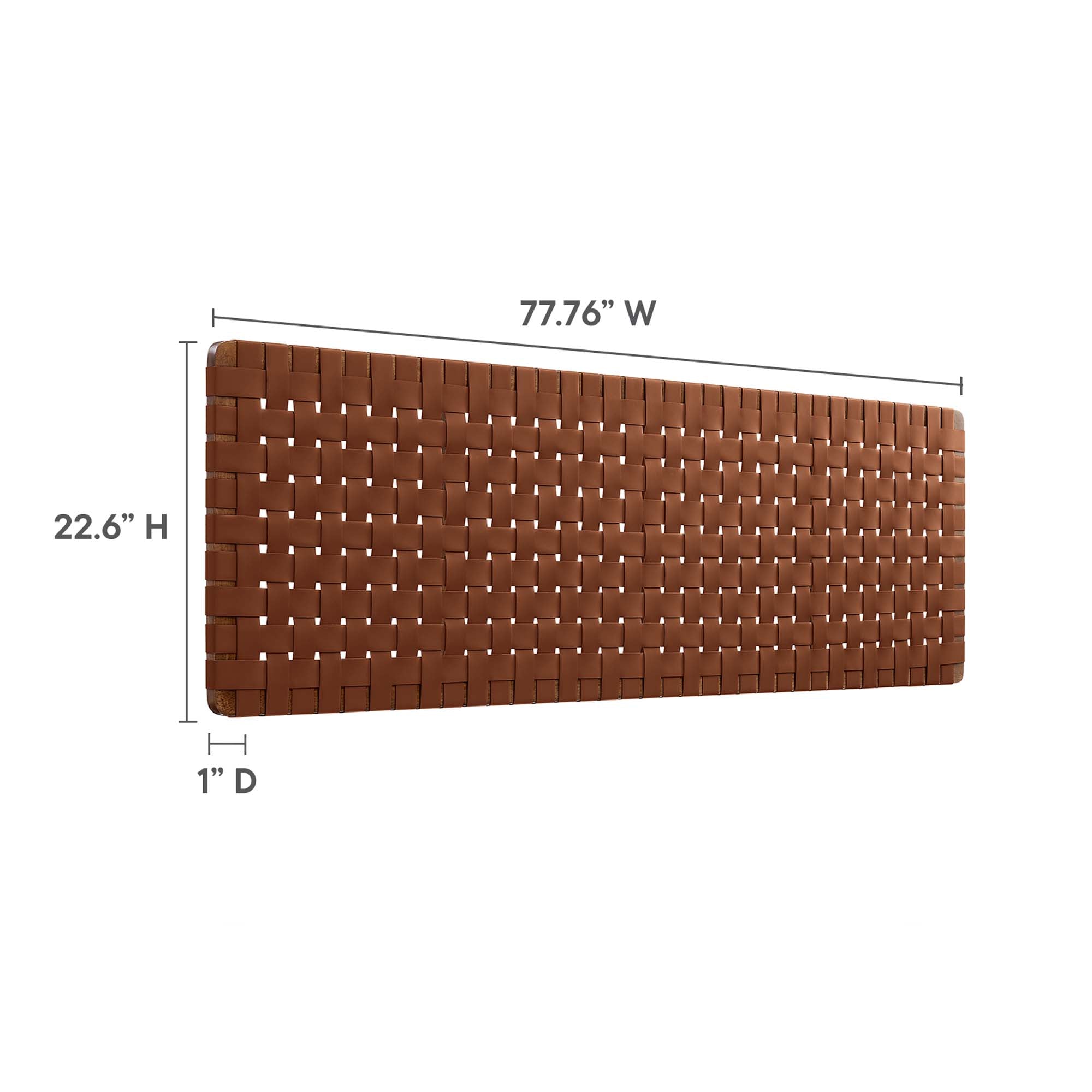 Sparta Weave Wall-Mount Vegan Leather King Headboard, Walnut Brown