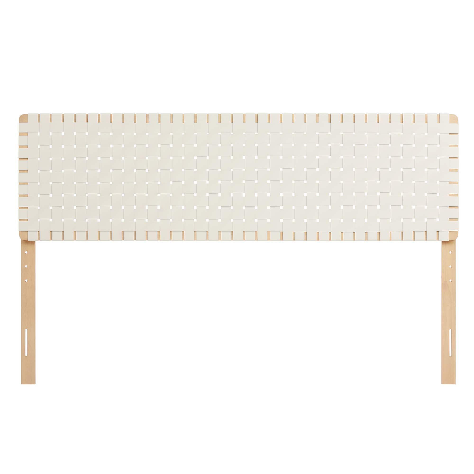Sparta Weave Vegan Leather King Headboard, Natural Beige