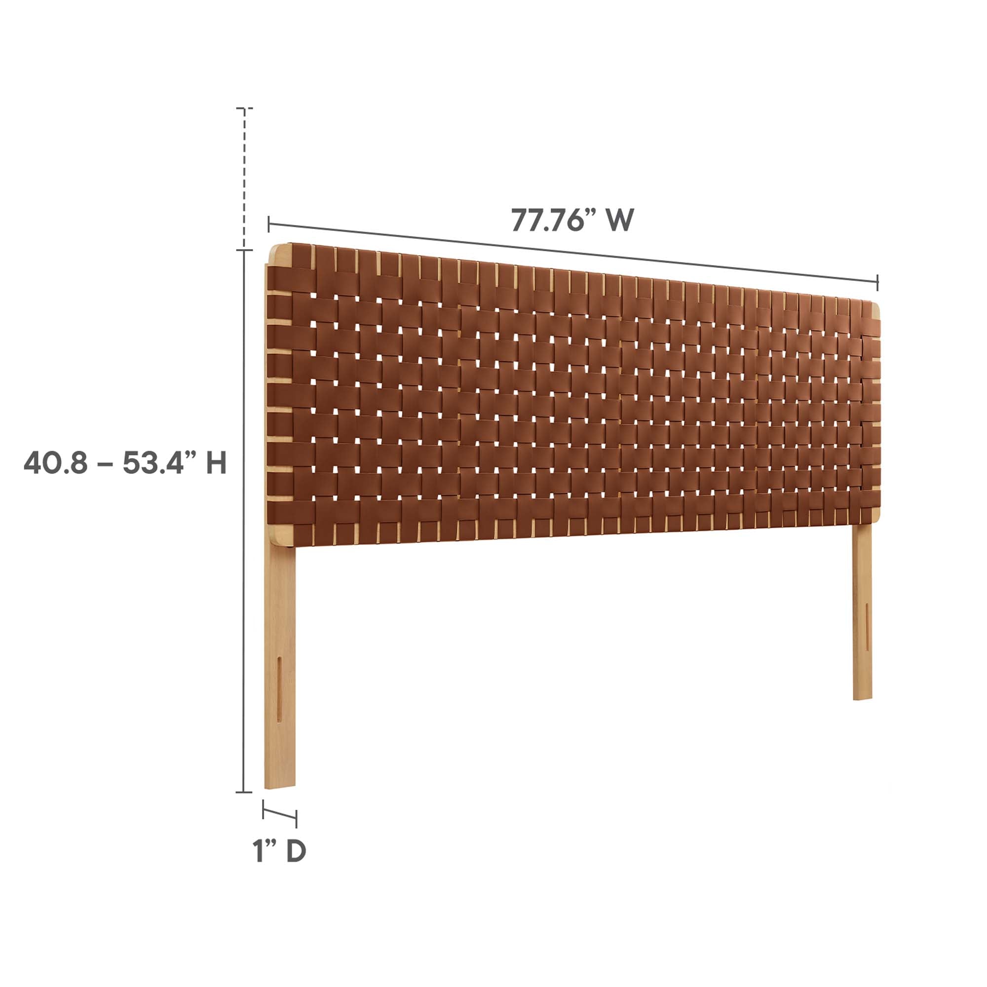 Sparta Weave Vegan Leather King Headboard, Natural Brown
