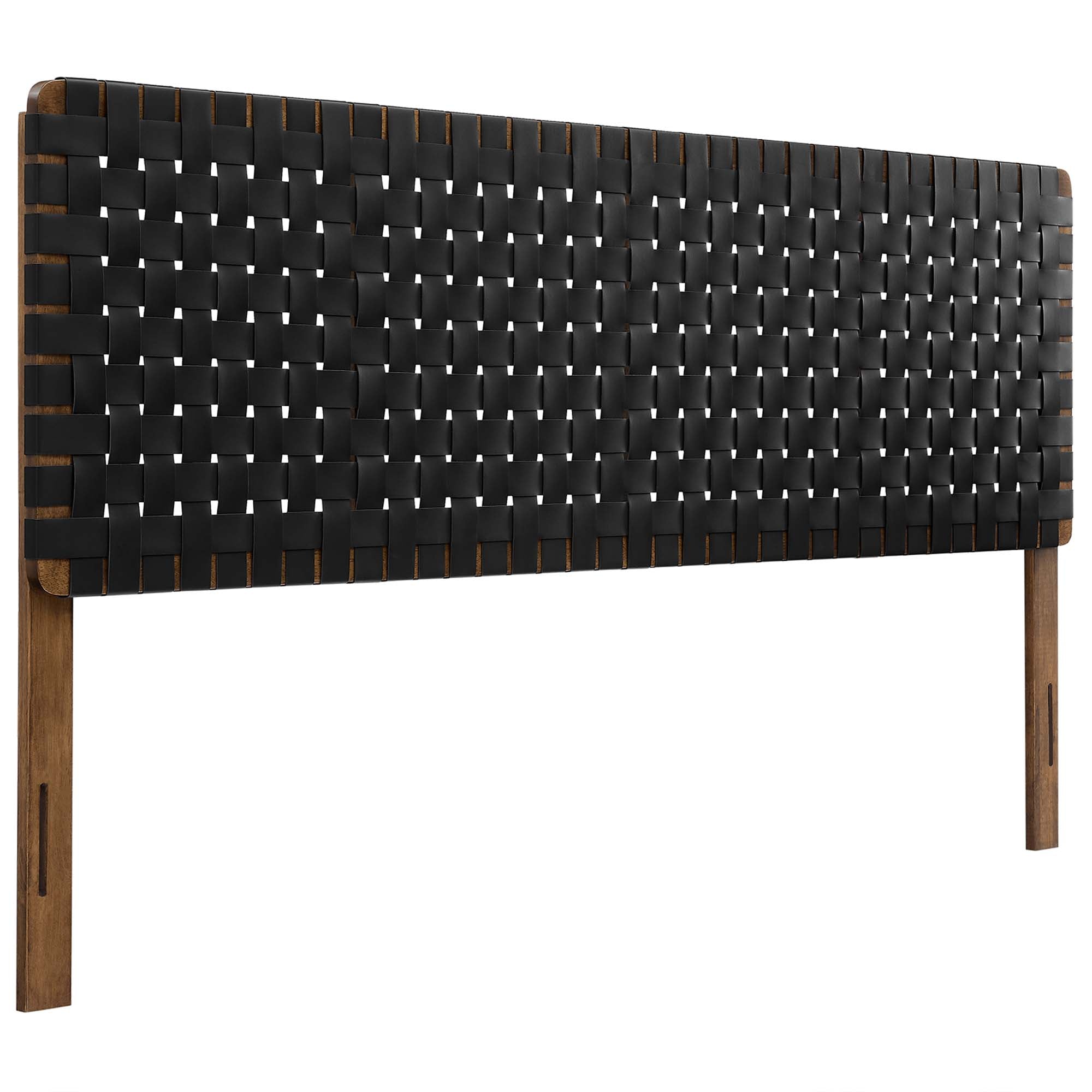 Sparta Weave Vegan Leather King Headboard, Walnut Black