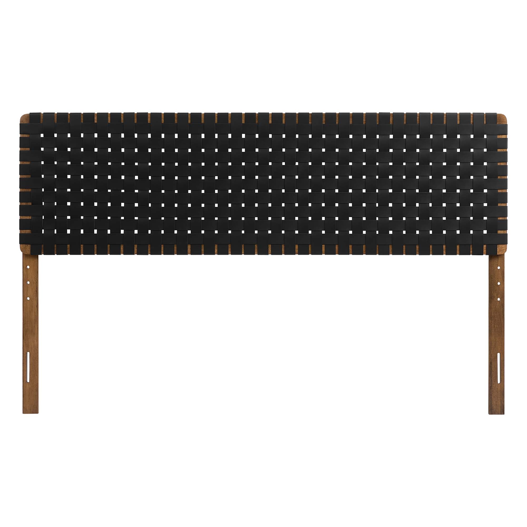 Sparta Weave Vegan Leather King Headboard, Walnut Black