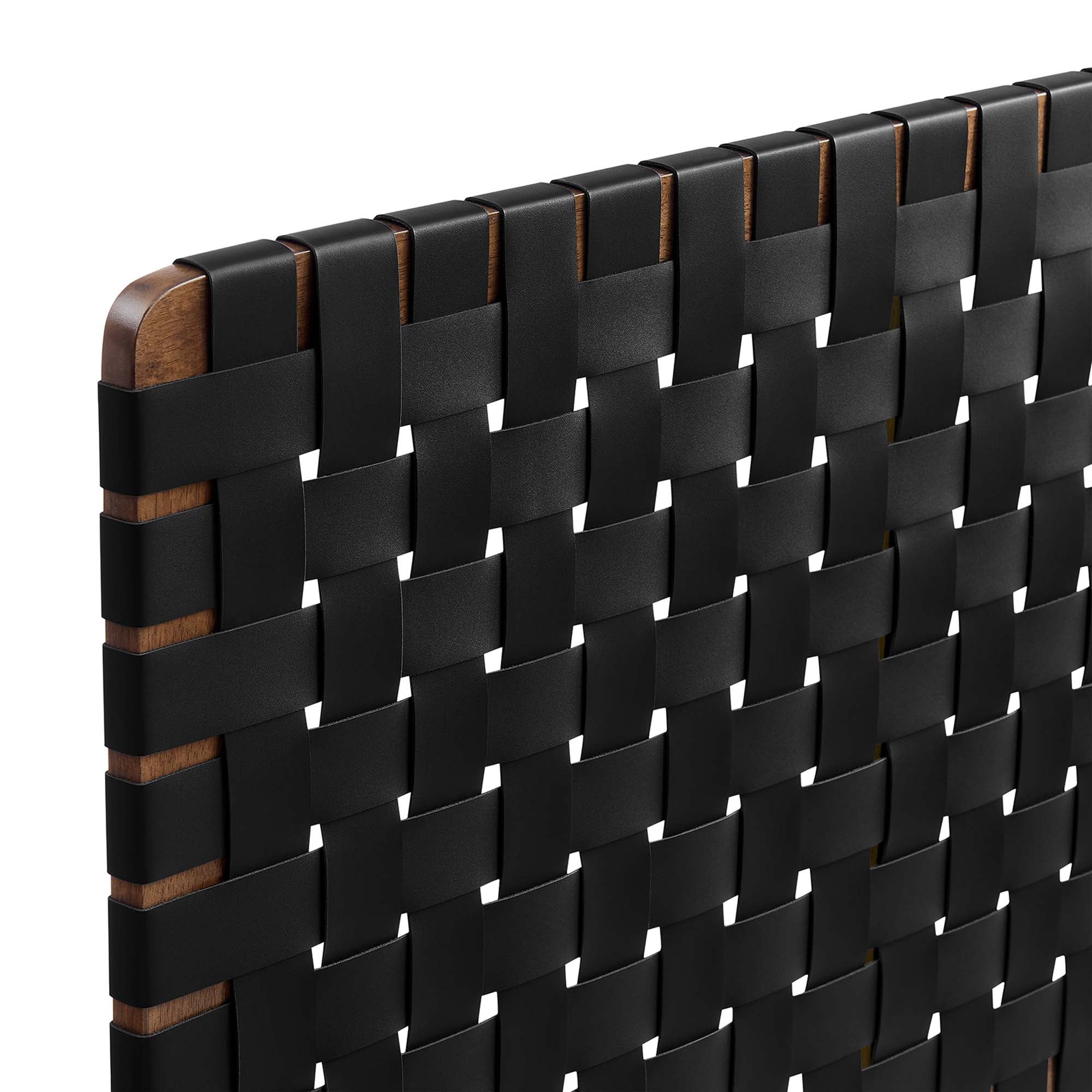 Sparta Weave Vegan Leather King Headboard, Walnut Black