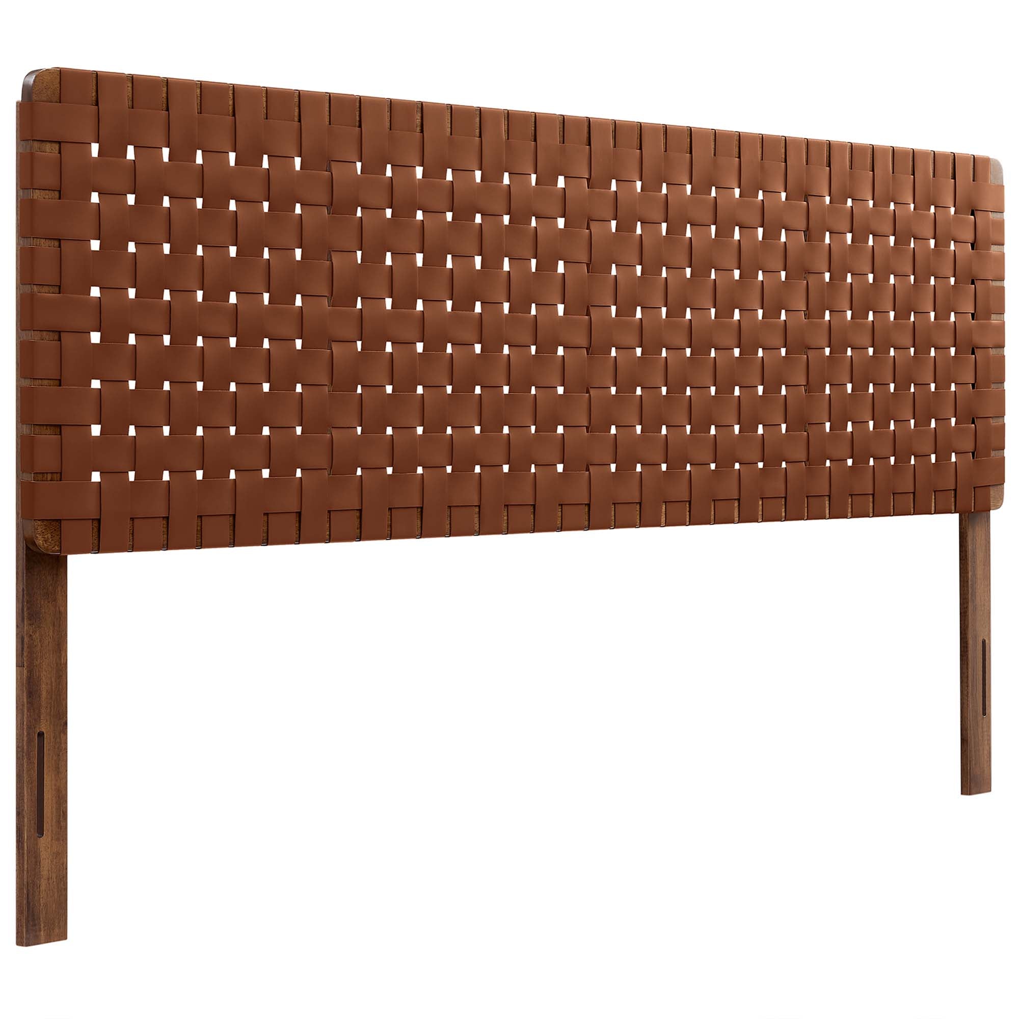 Sparta Weave Vegan Leather King Headboard, Walnut Brown