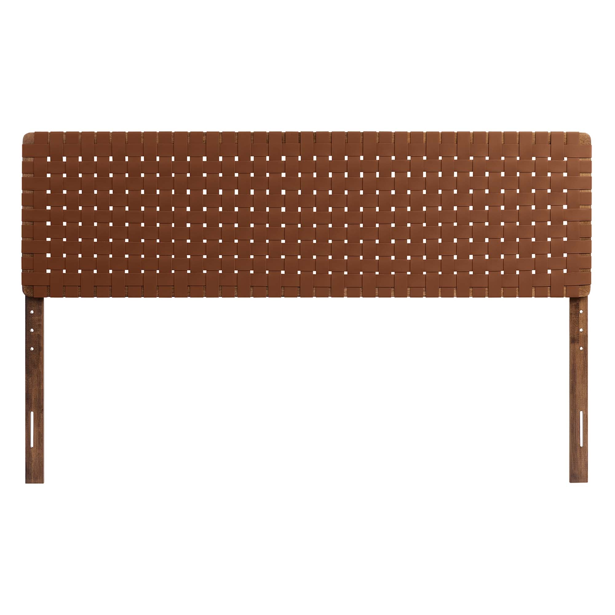 Sparta Weave Vegan Leather King Headboard, Walnut Brown