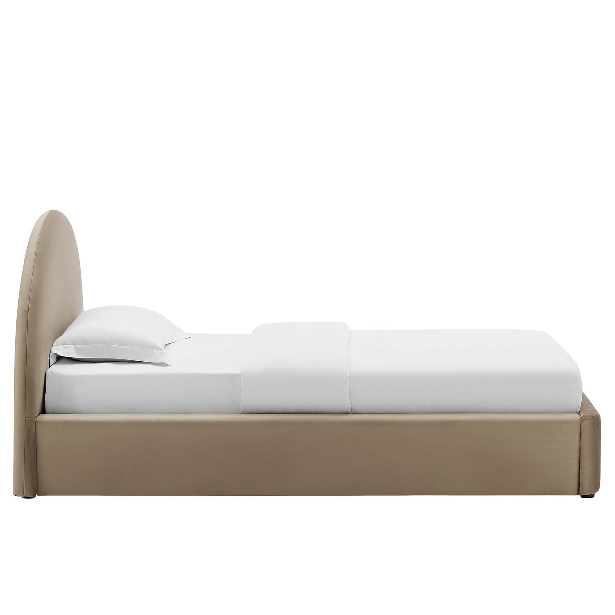 Resort Taupe Performance Velvet Arched Round Twin Platform Bed