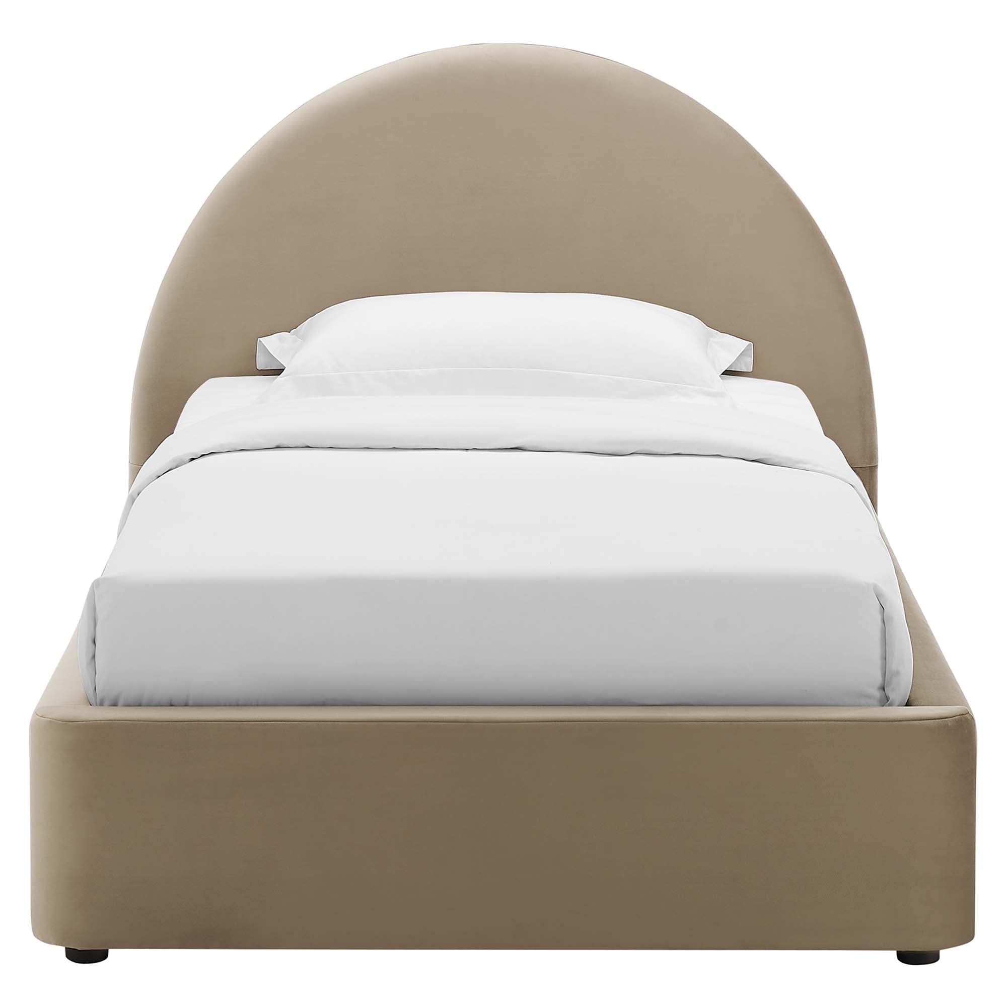 Resort Taupe Performance Velvet Arched Round Twin Platform Bed