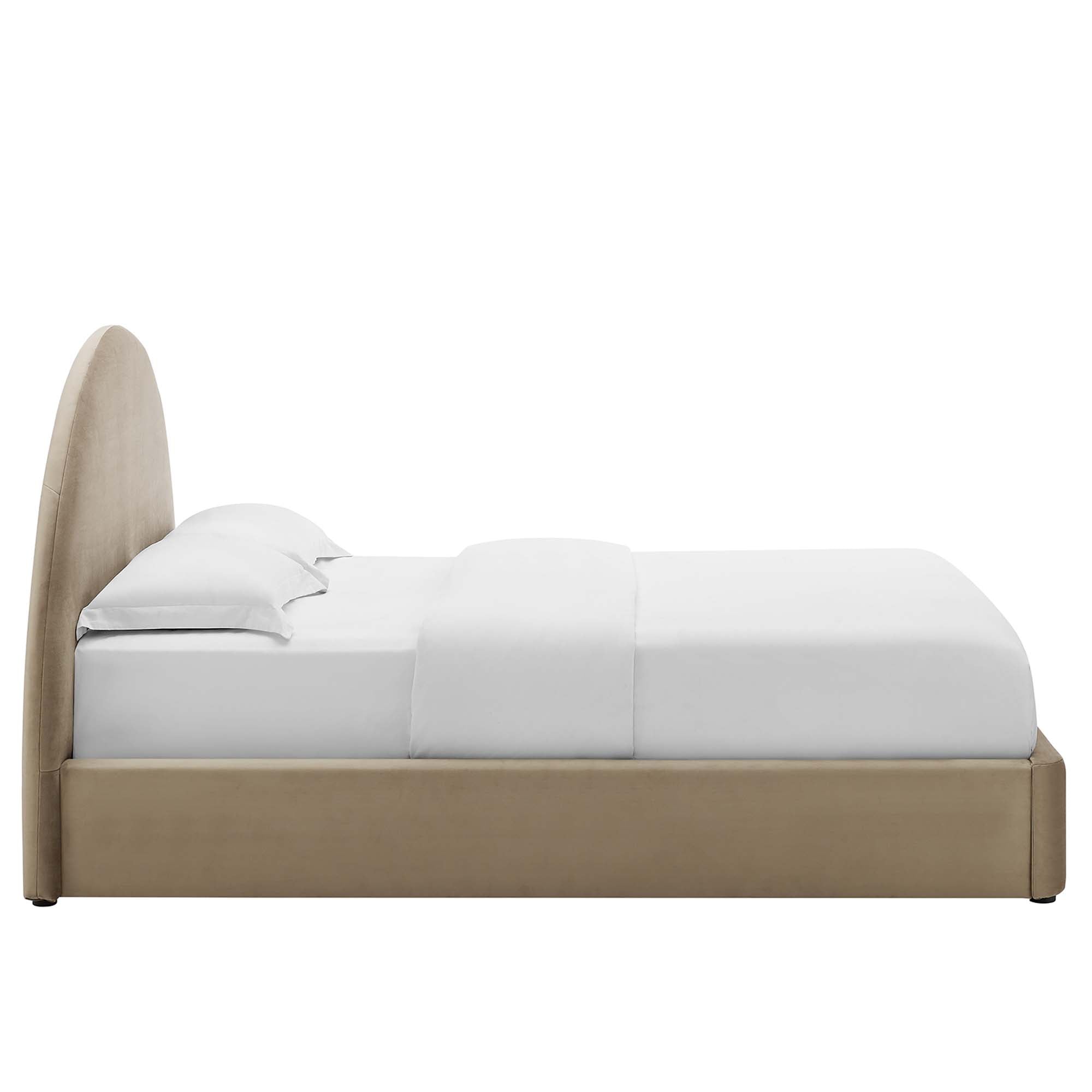 Resort Alabaster Performance Velvet Arched Round Full Platform Bed
