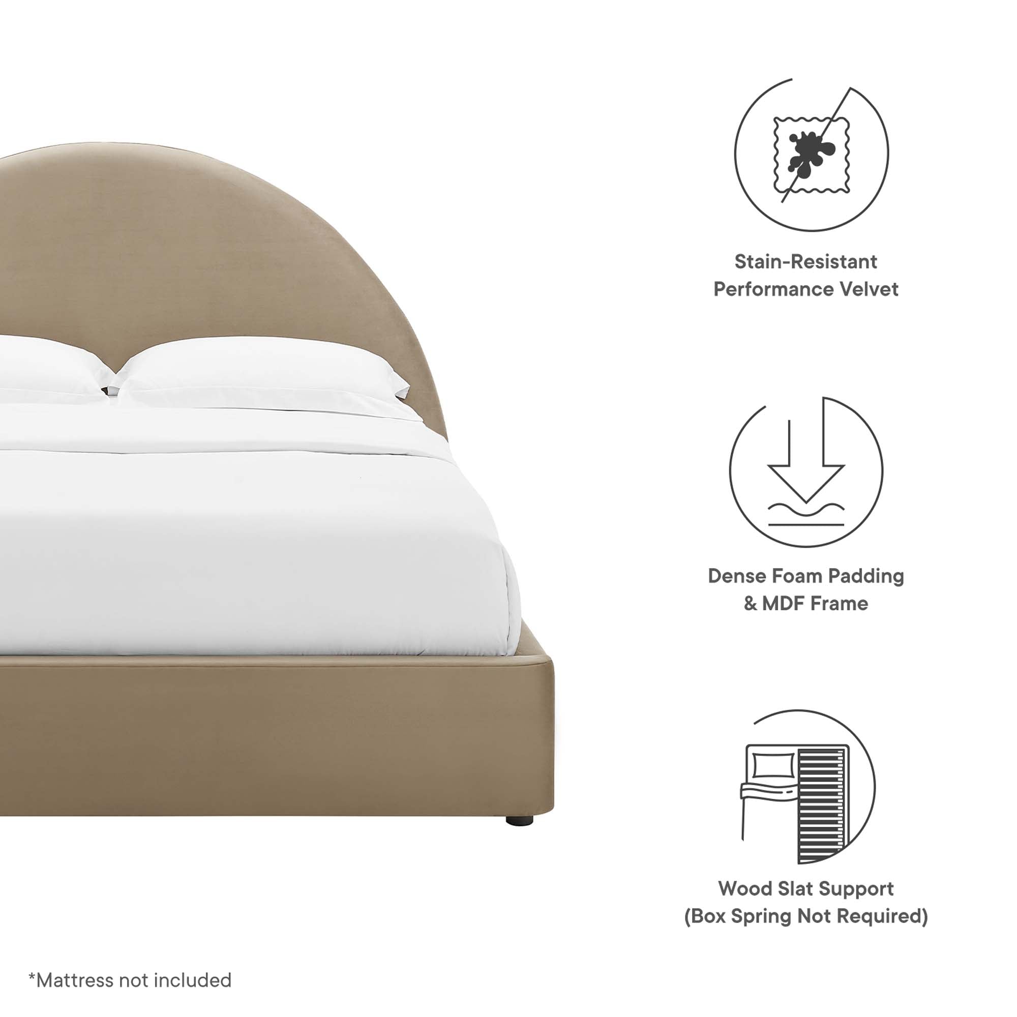 Resort Alabaster Performance Velvet Arched Round Full Platform Bed