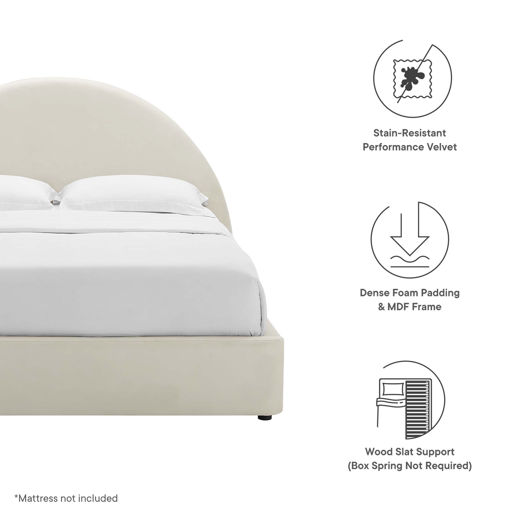 Resort Alabaster Performance Velvet Arched Round King Platform Bed