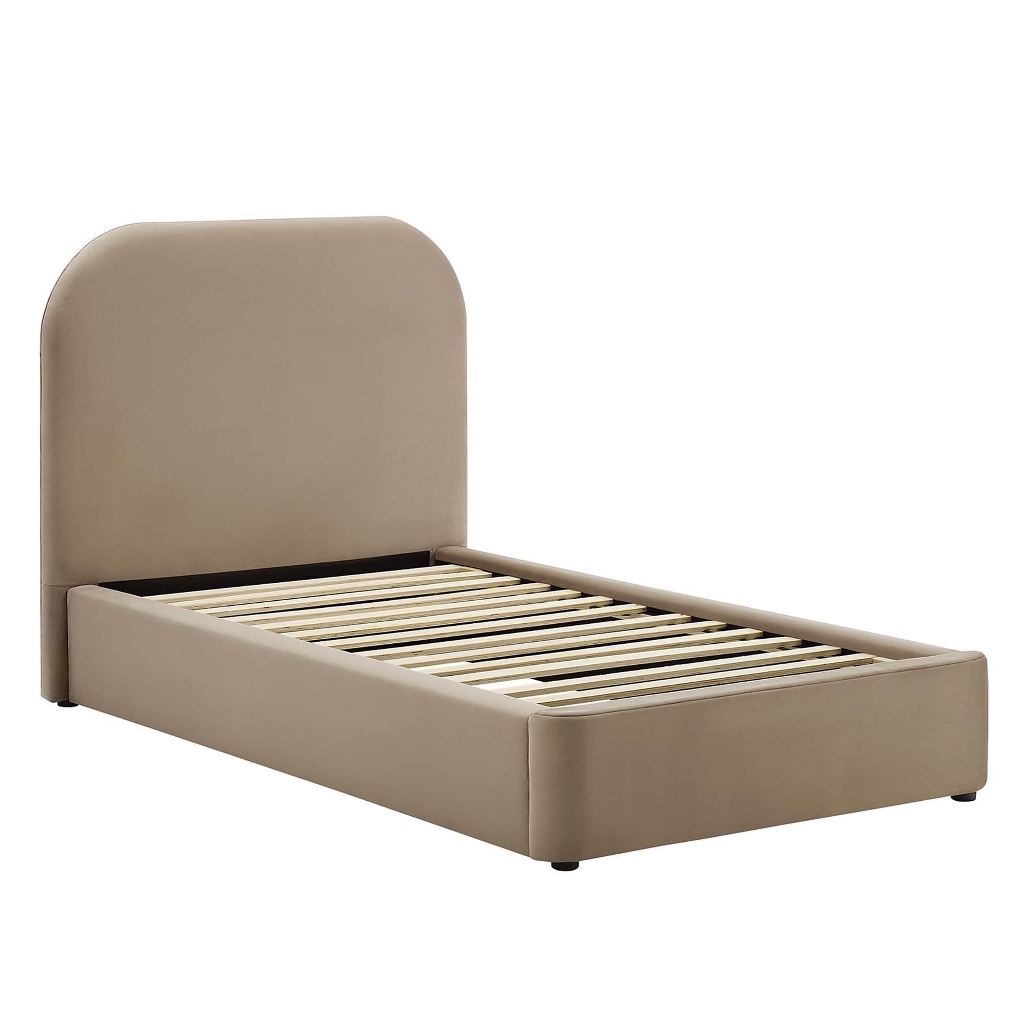 Keynote Taupe Performance Velvet Curved Twin Platform Bed