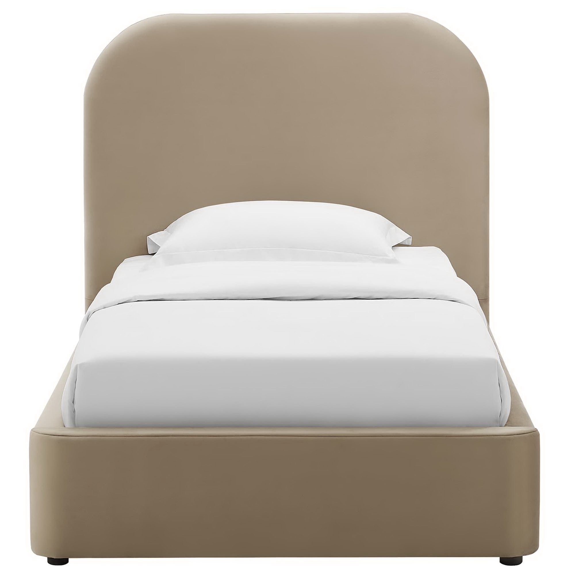 Keynote Taupe Performance Velvet Curved Twin Platform Bed