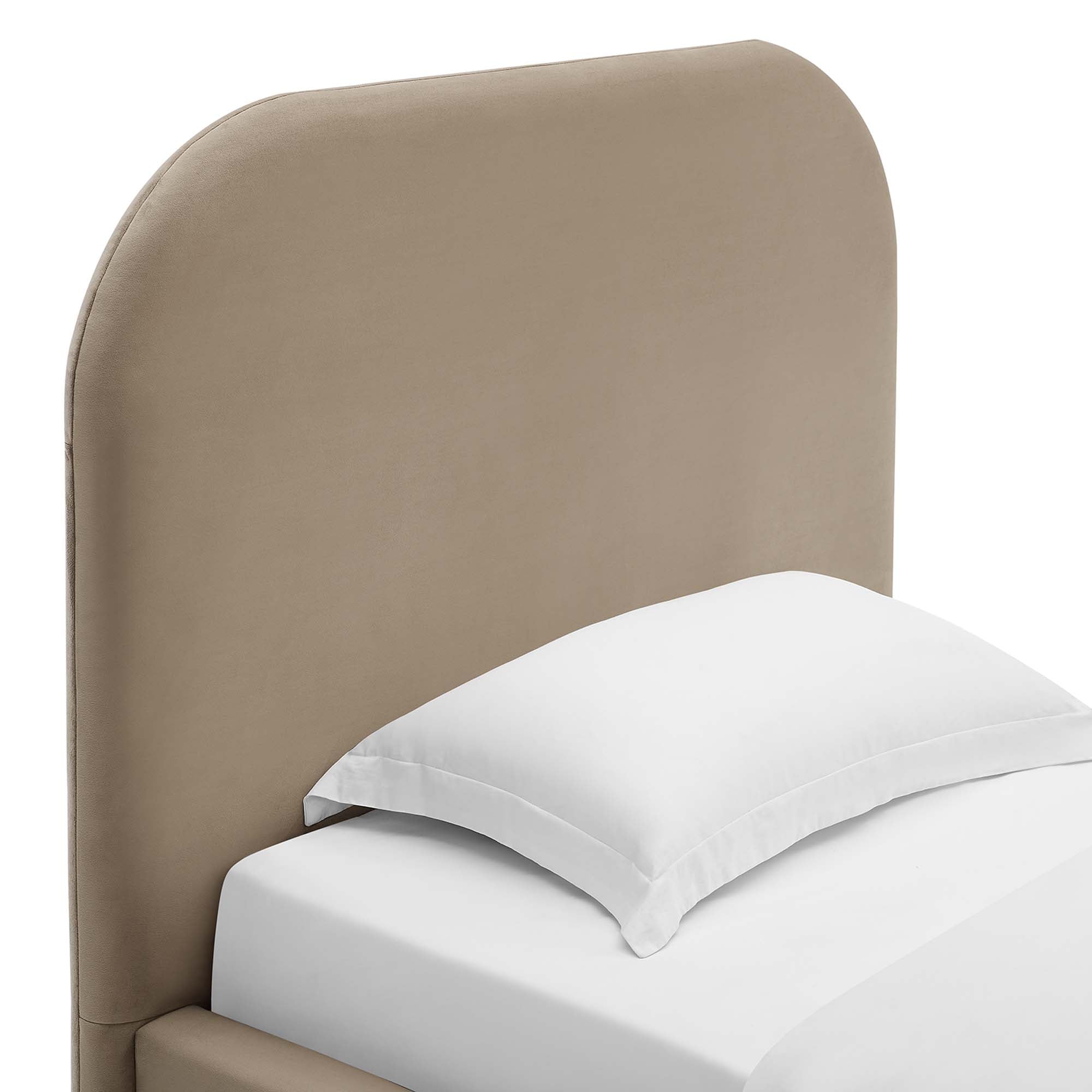 Keynote Taupe Performance Velvet Curved Twin Platform Bed