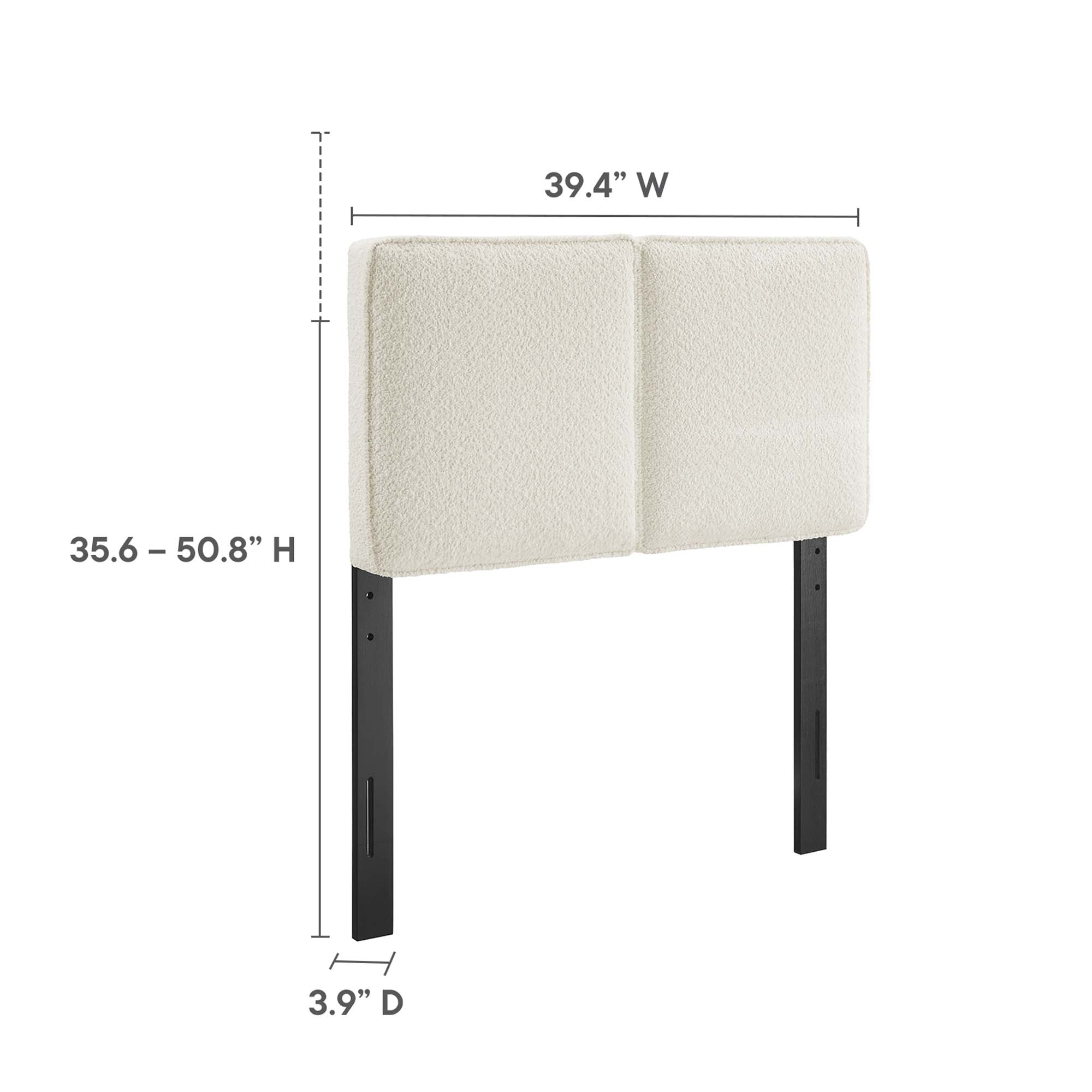 Lindee Boucle Fabric Twin Headboard, Cream