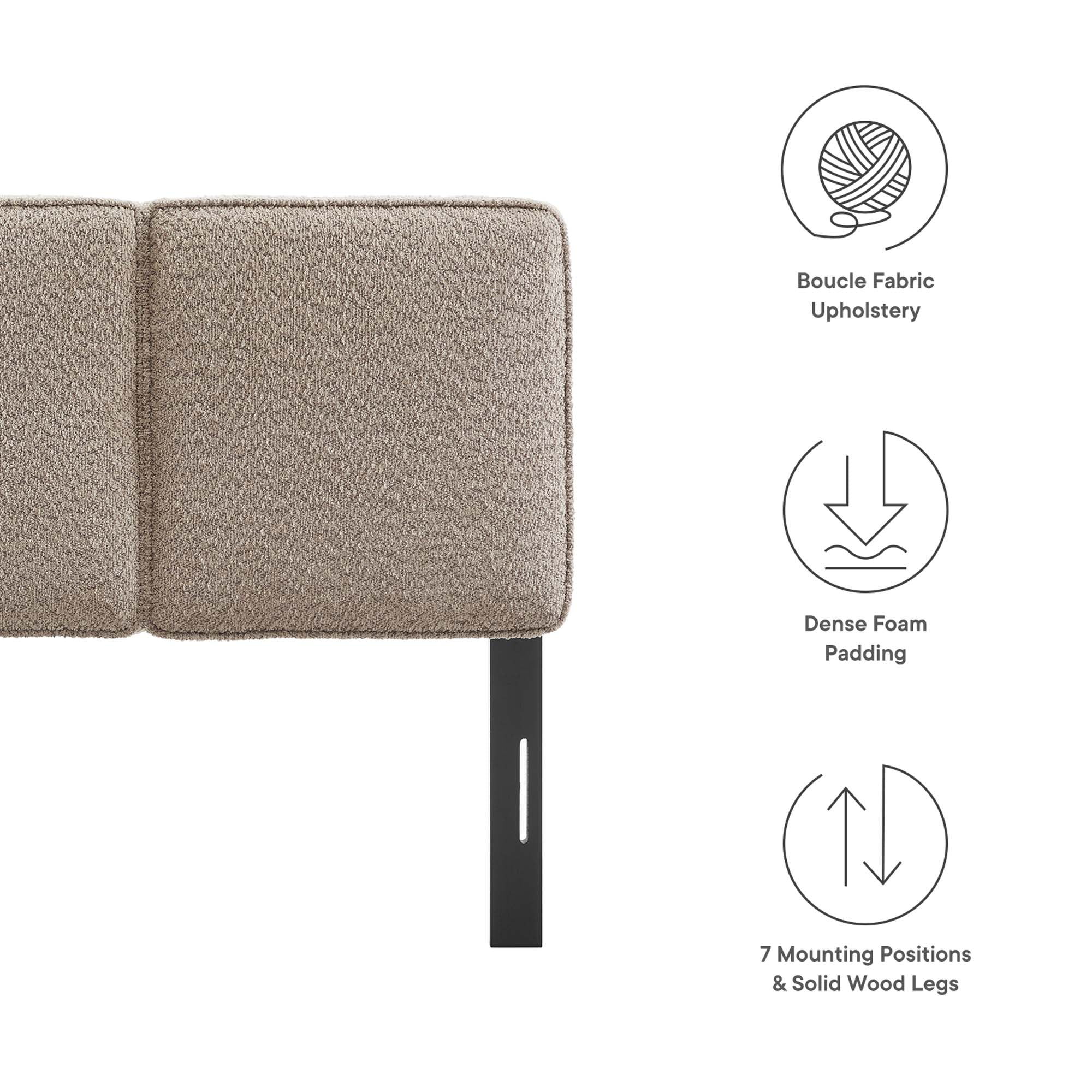 Lindee Boucle Fabric Twin Headboard, Oatmeal