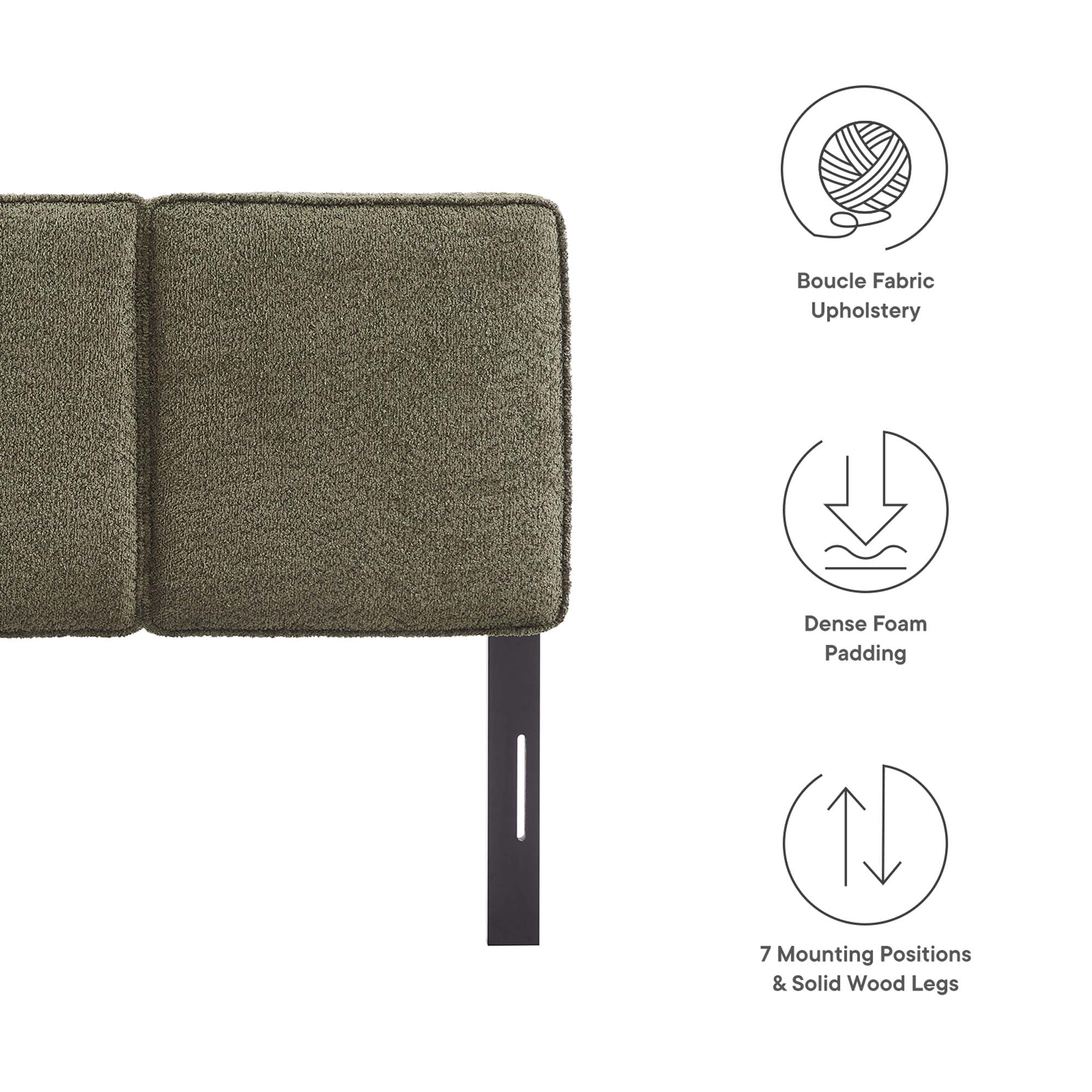 Lindee Boucle Fabric Twin Headboard, Sage