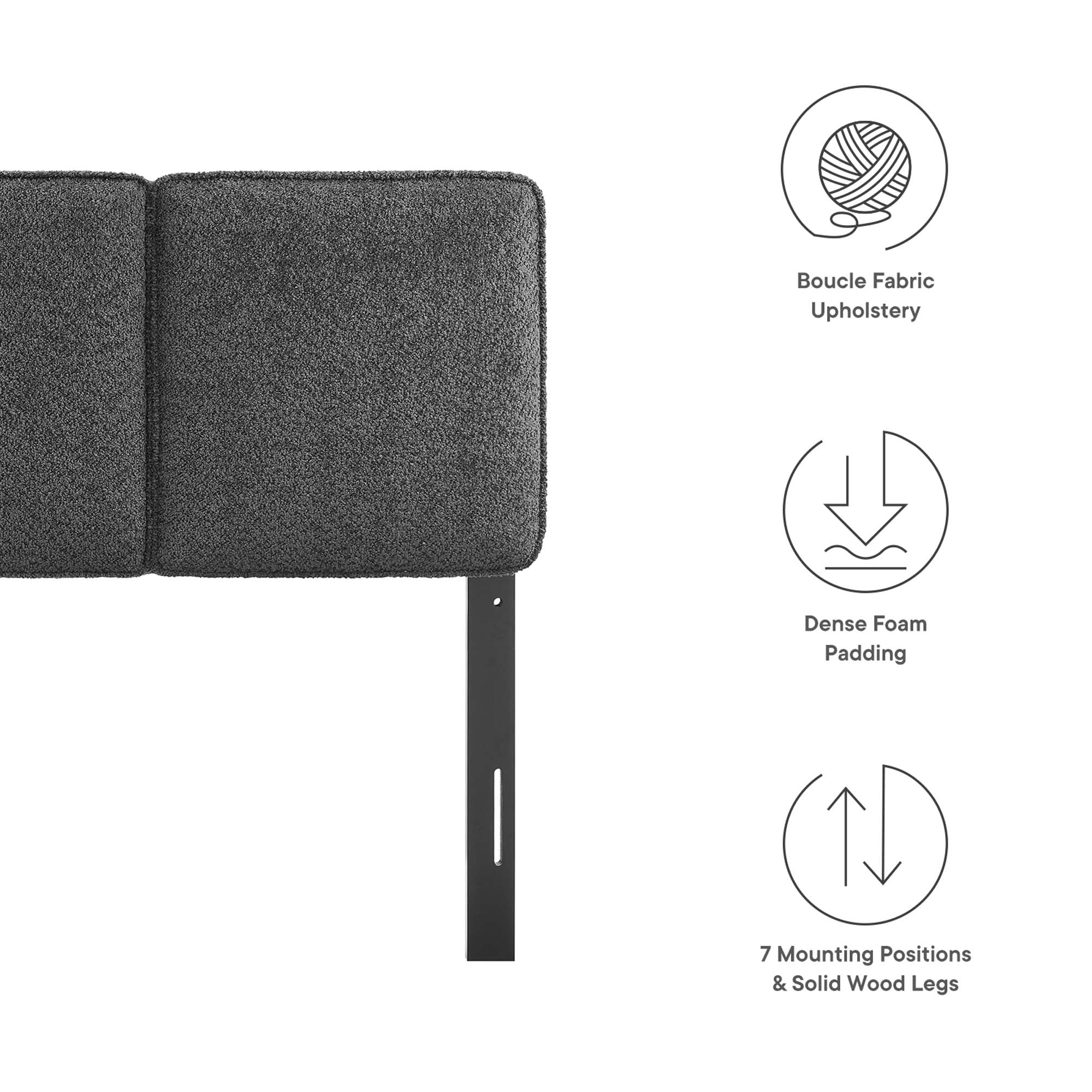 Lindee Boucle Fabric Twin Headboard, Slate