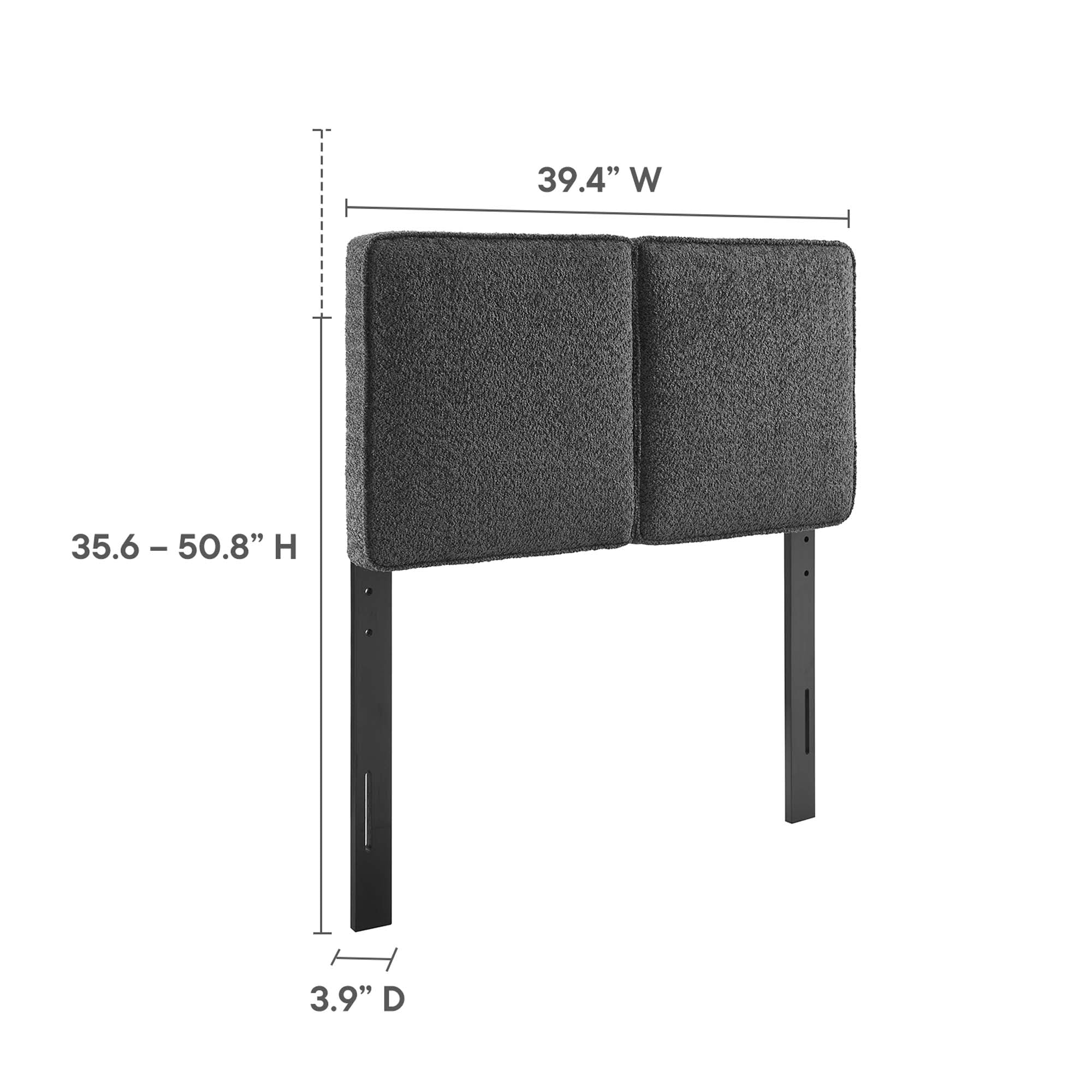 Lindee Boucle Fabric Twin Headboard, Slate