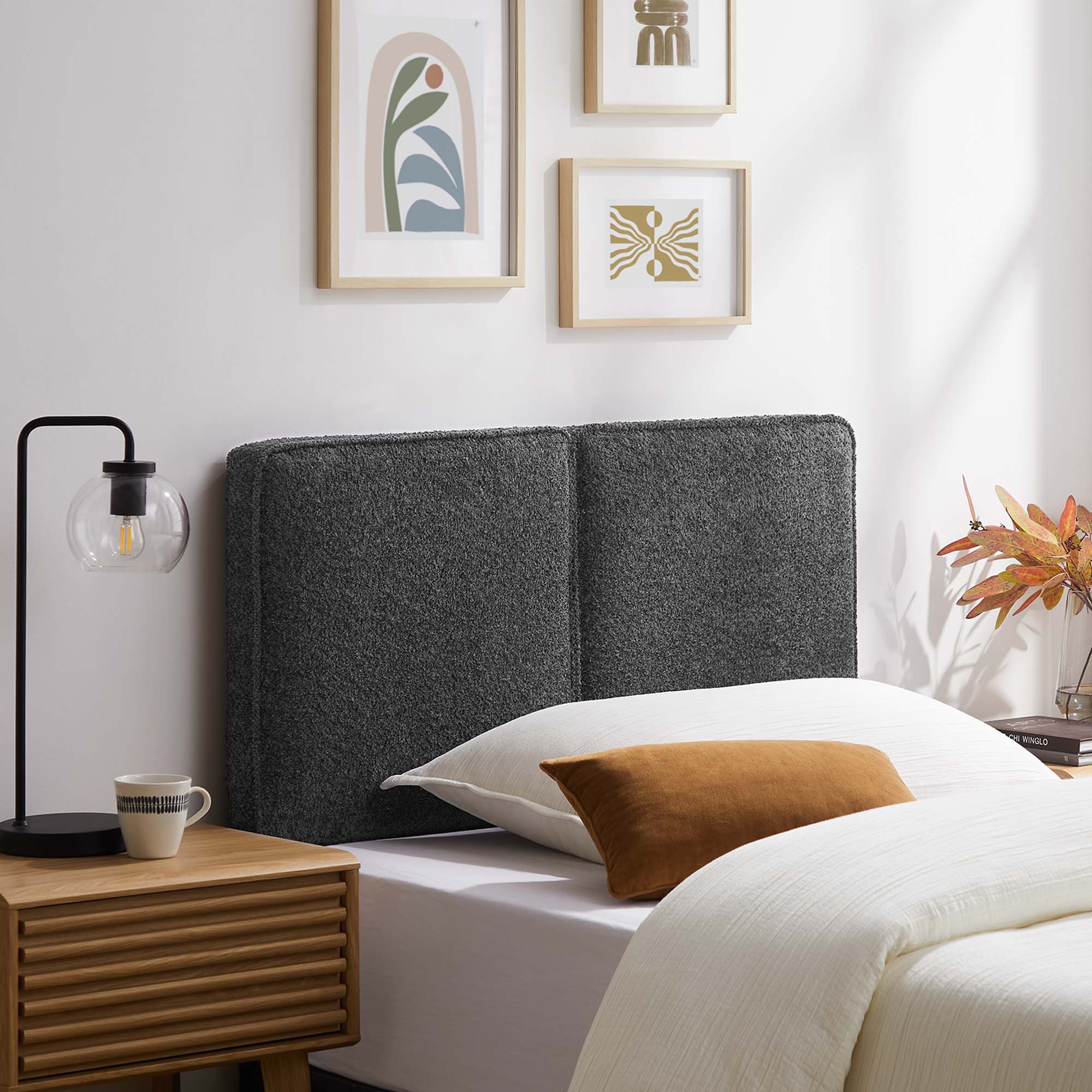 Lindee Boucle Fabric Twin Headboard, Slate