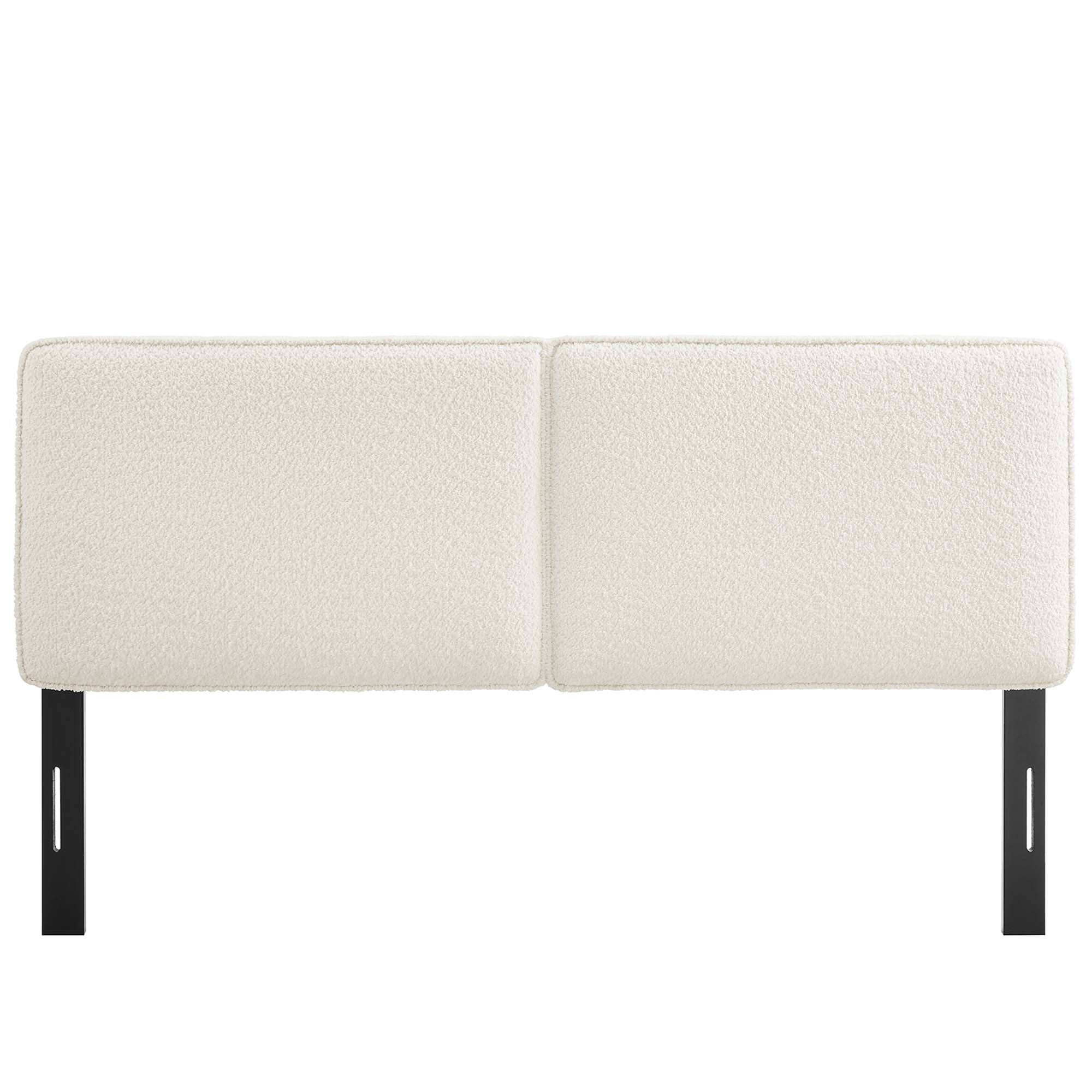 Lindee Boucle Fabric Full Headboard, Cream