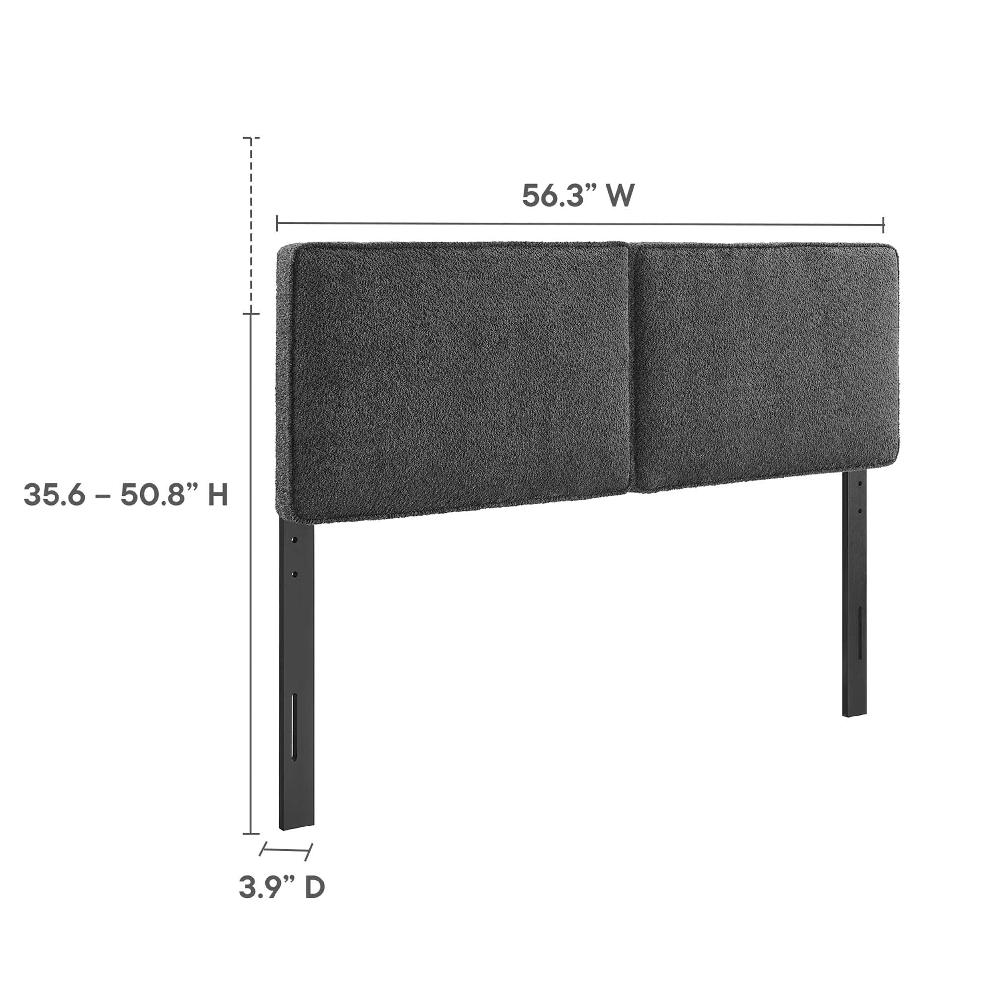 Lindee Boucle Fabric Full Headboard, Slate