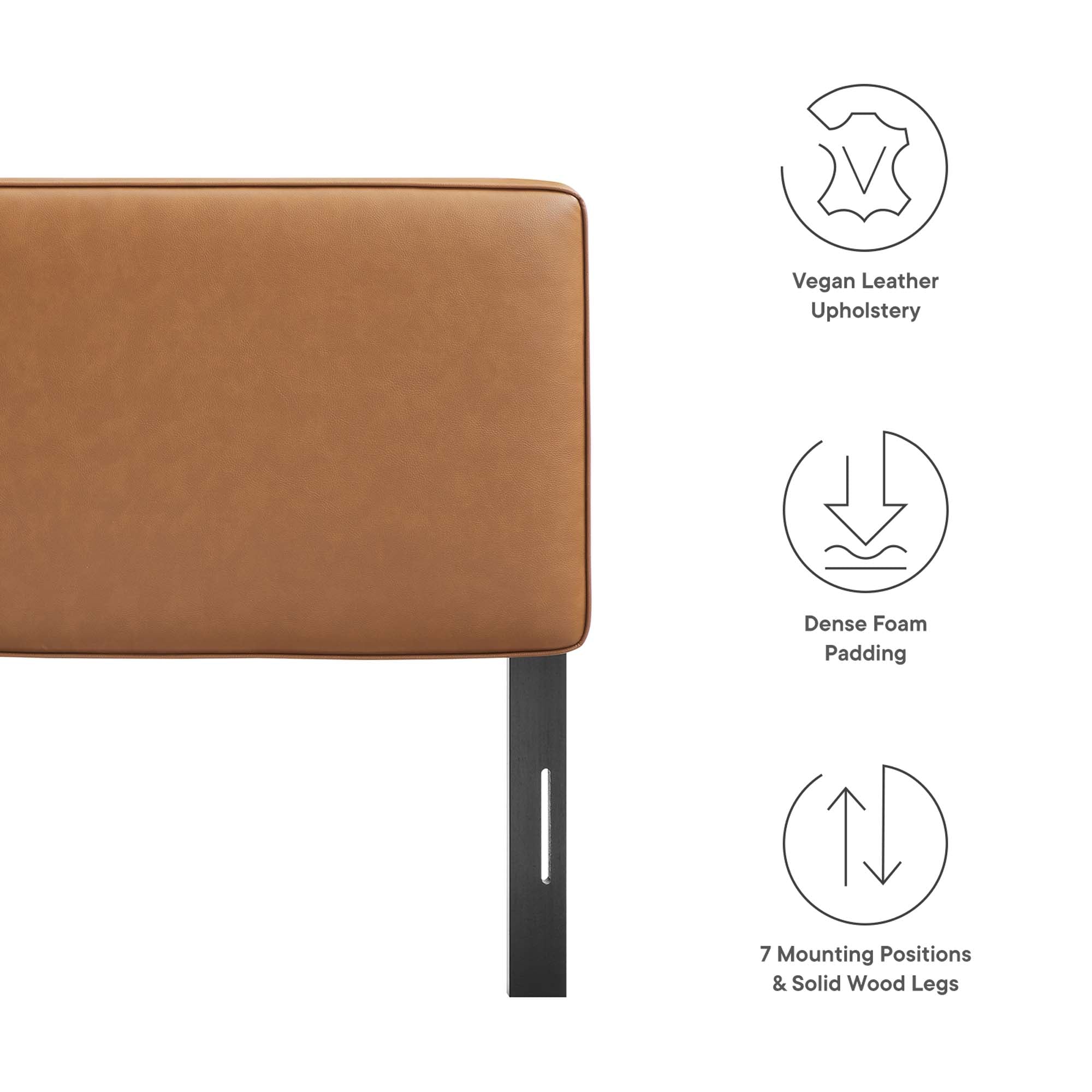 Lindee Vegan Leather King Headboard, Tan