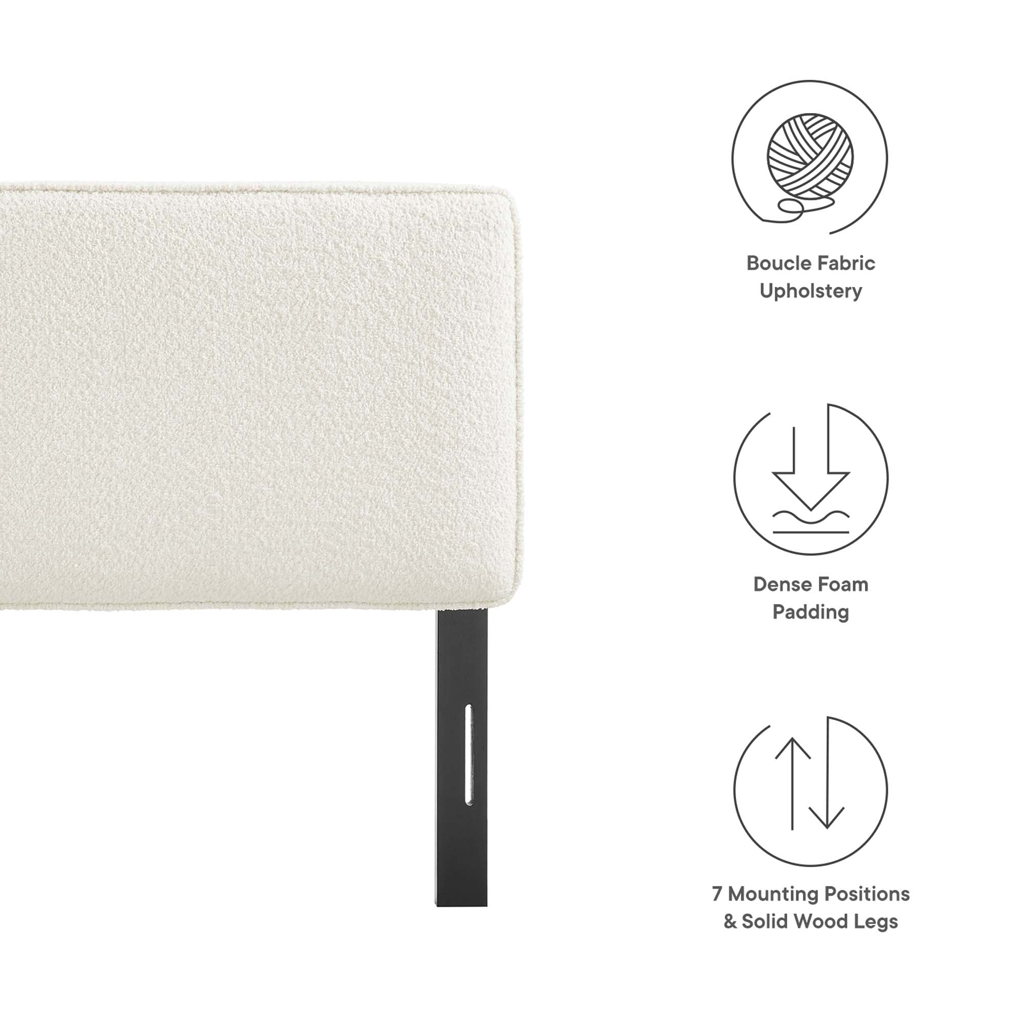 Lindee Boucle Fabric King Headboard, Cream