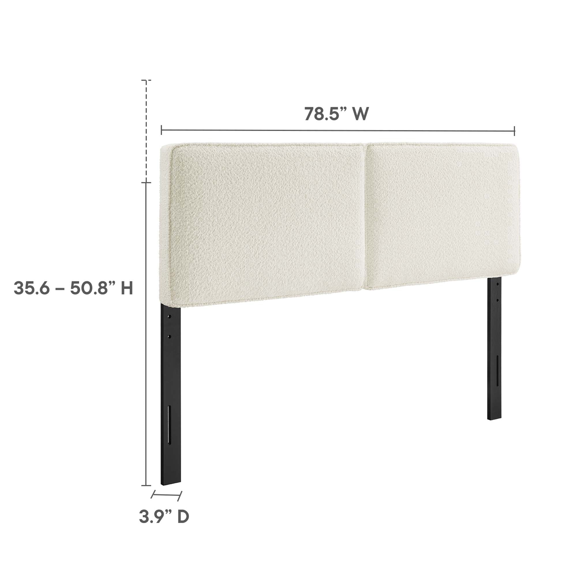Lindee Boucle Fabric King Headboard, Cream