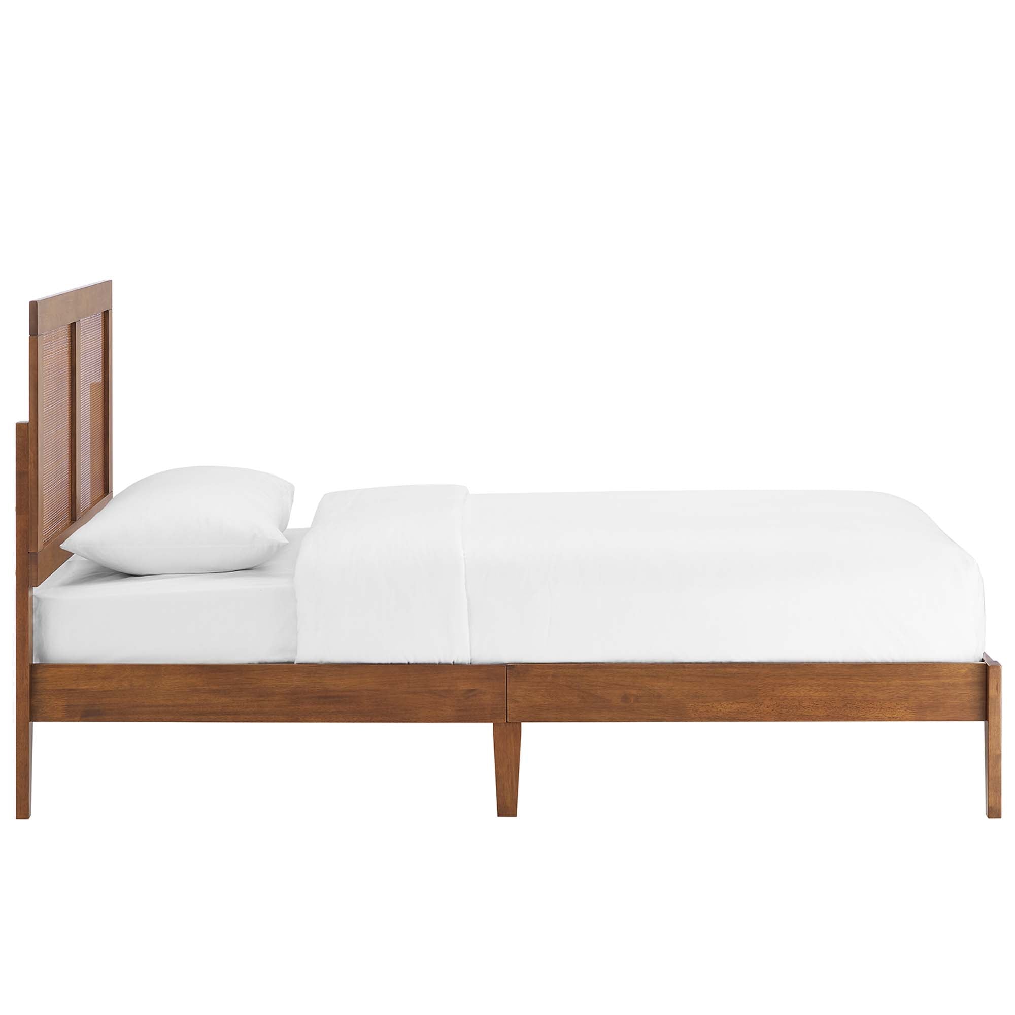 Sirocco Walnut Rattan and Wood Twin Platform Bed