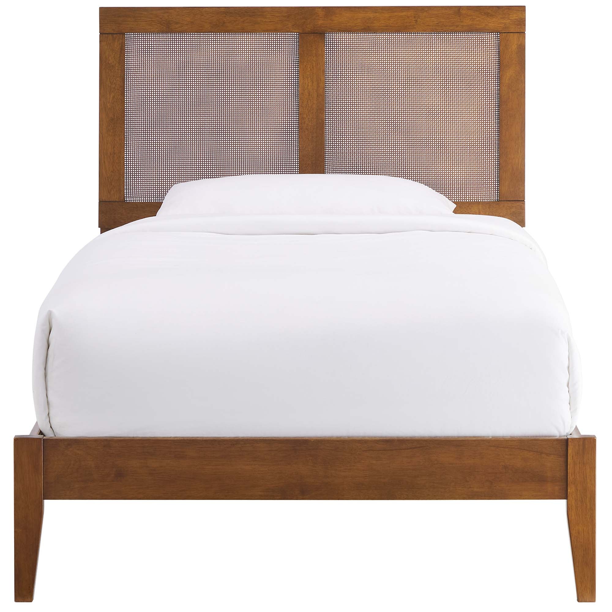 Sirocco Walnut Rattan and Wood Twin Platform Bed