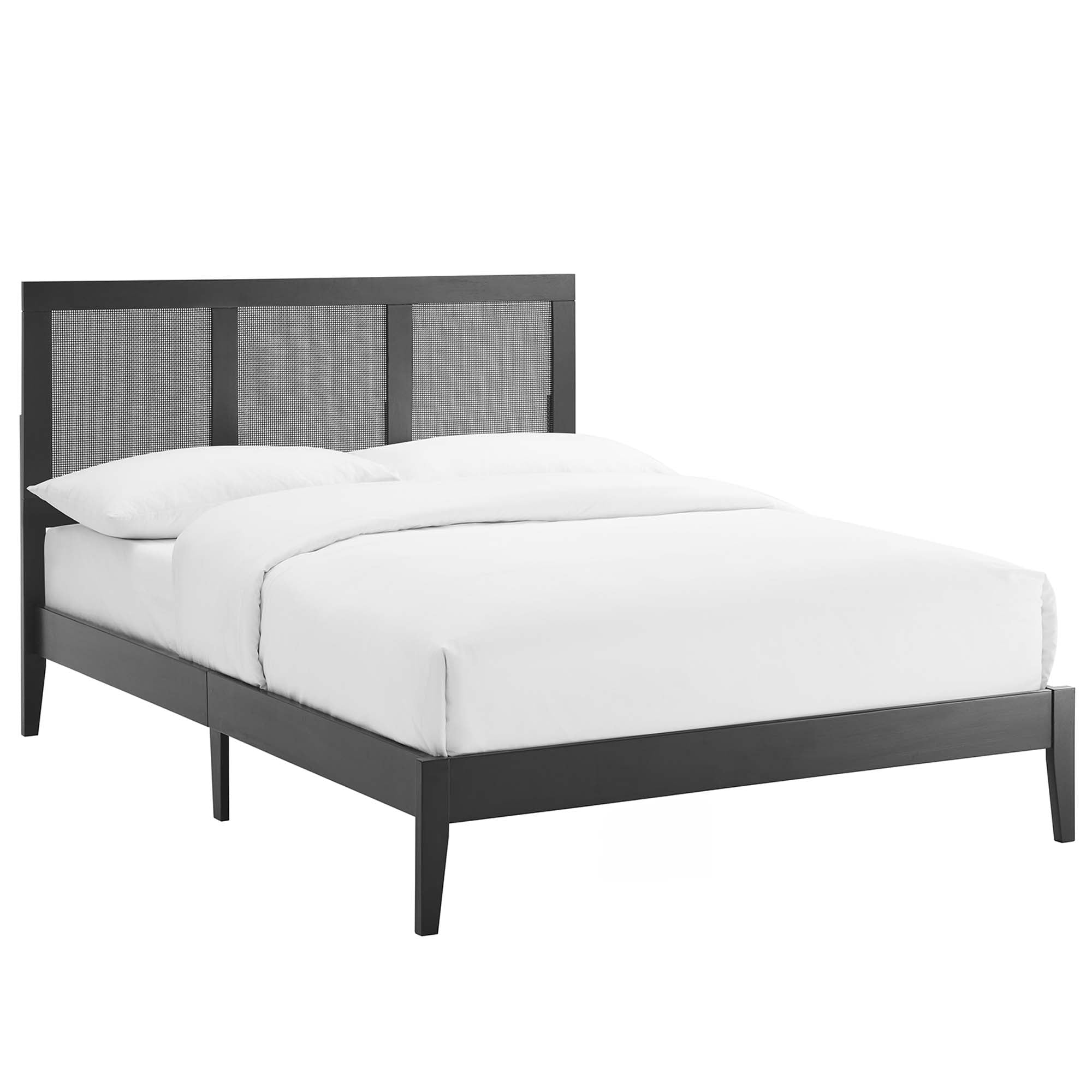 Sirocco Black Rattan and Wood Full Platform Bed