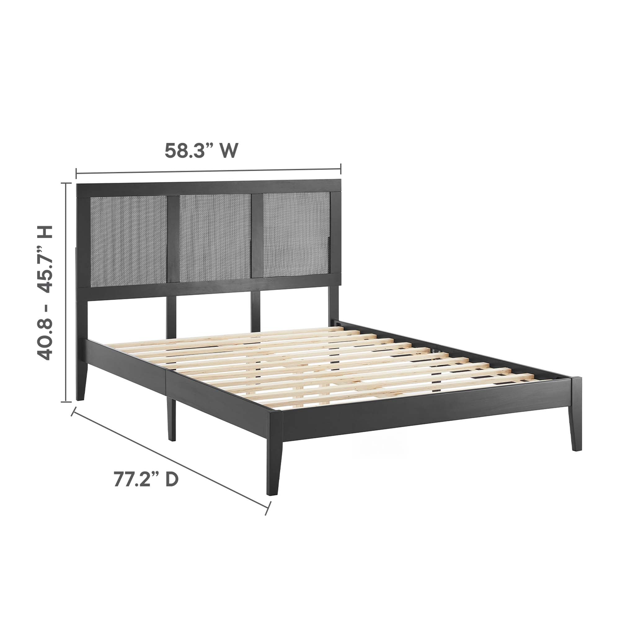 Sirocco Black Rattan and Wood Full Platform Bed
