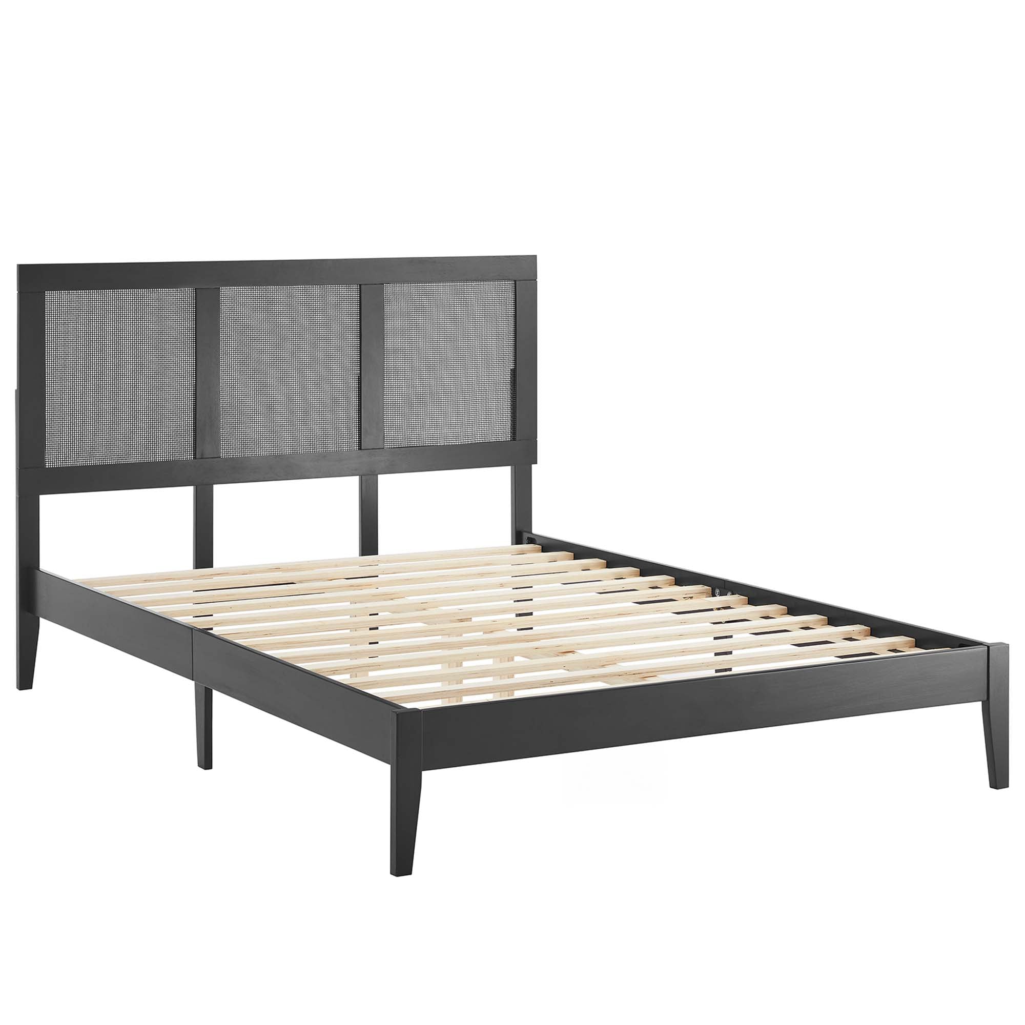 Sirocco Black Rattan and Wood Full Platform Bed