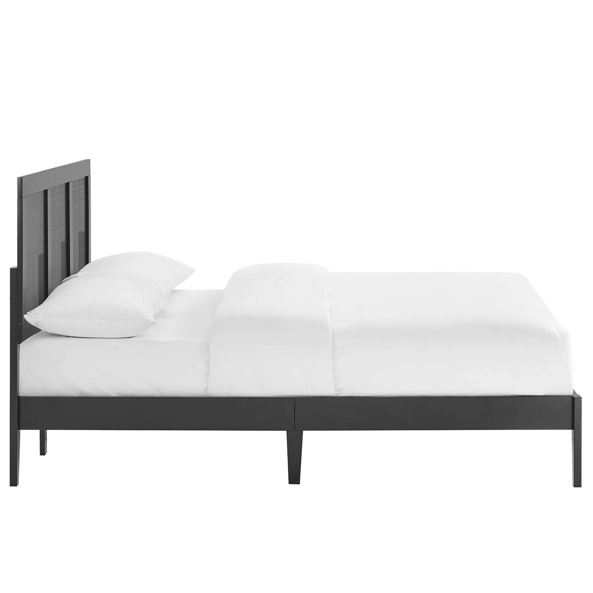 Sirocco Black Rattan and Wood Full Platform Bed