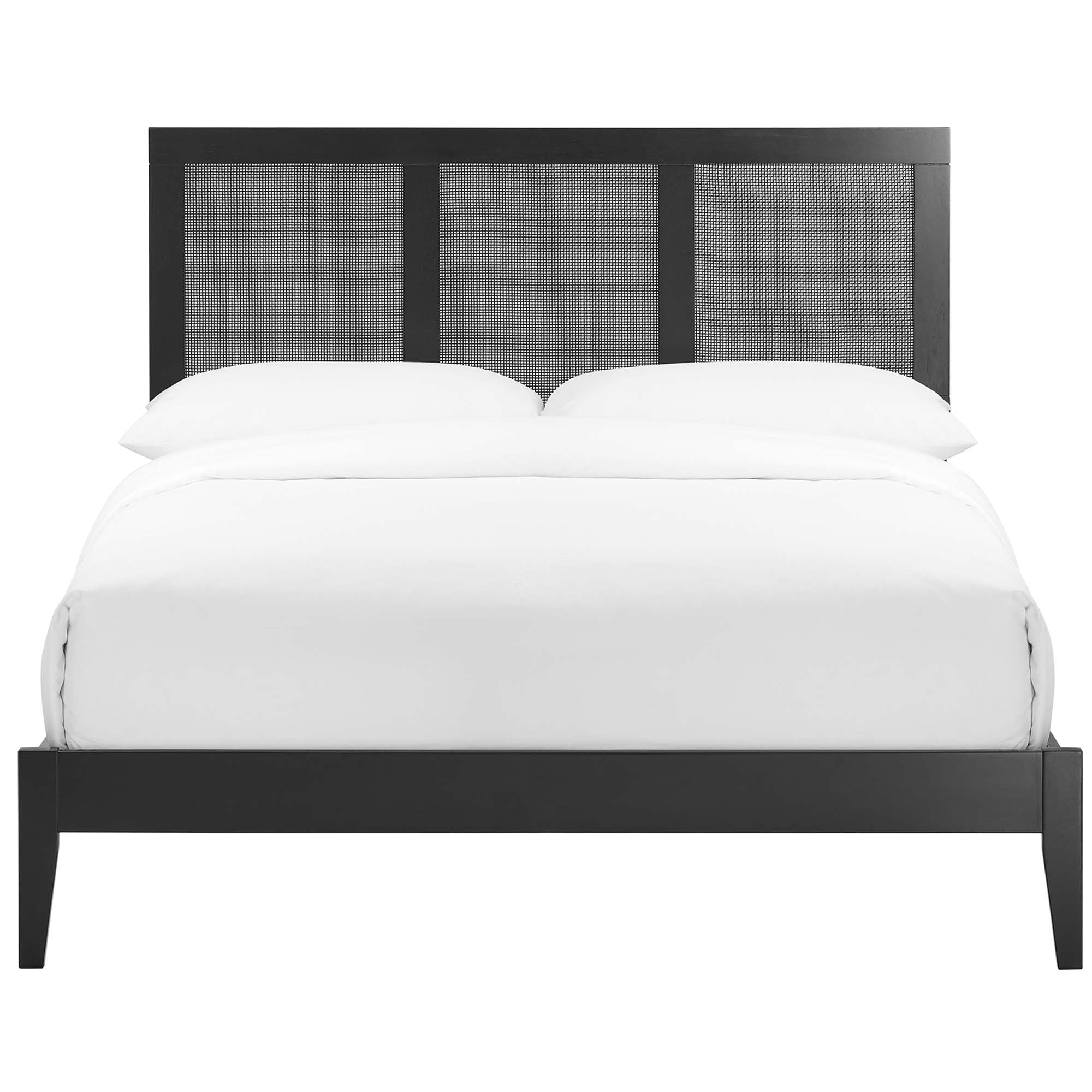 Sirocco Black Rattan and Wood Full Platform Bed