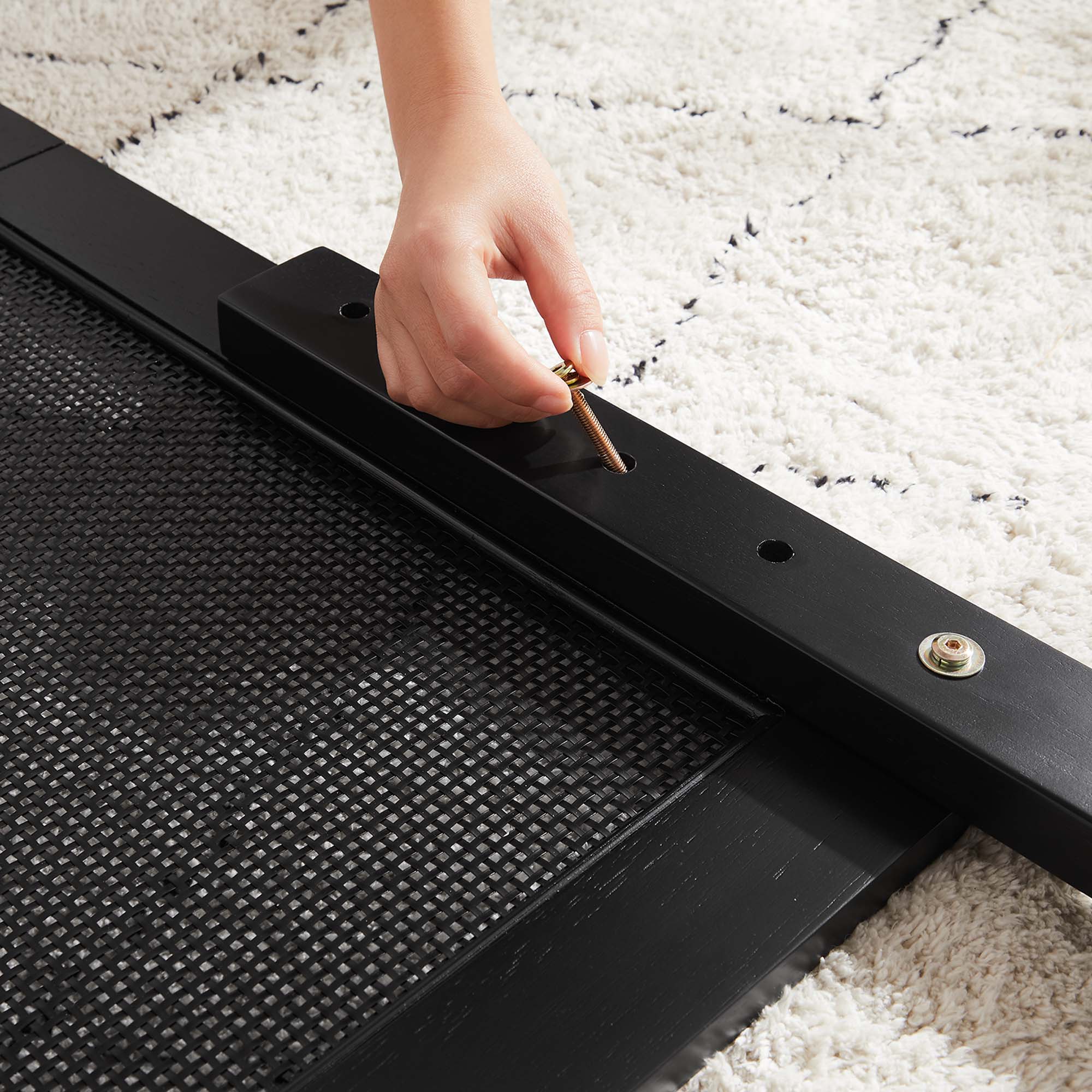 Sirocco Black Rattan and Wood Full Platform Bed