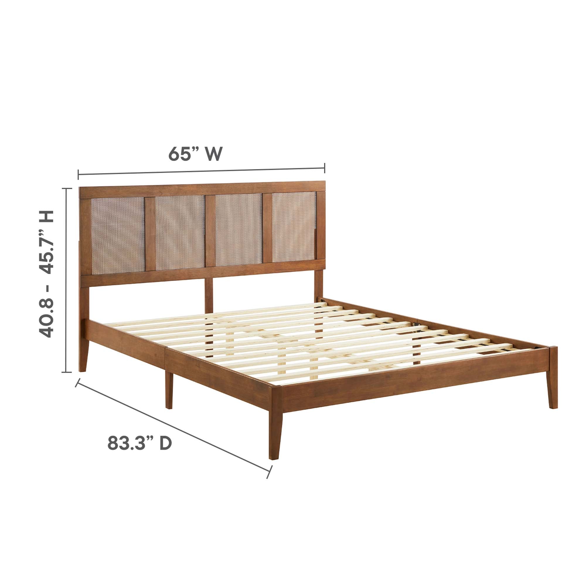 Sirocco Walnut Rattan and Wood Queen Platform Bed