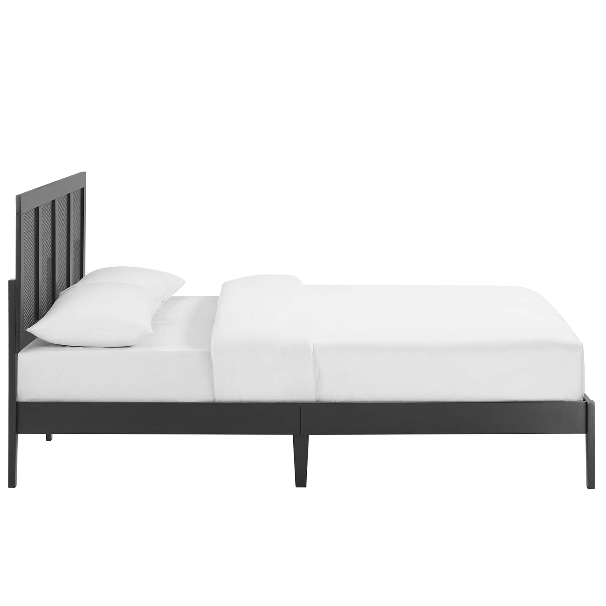 Sirocco Black Rattan and Wood King Platform Bed