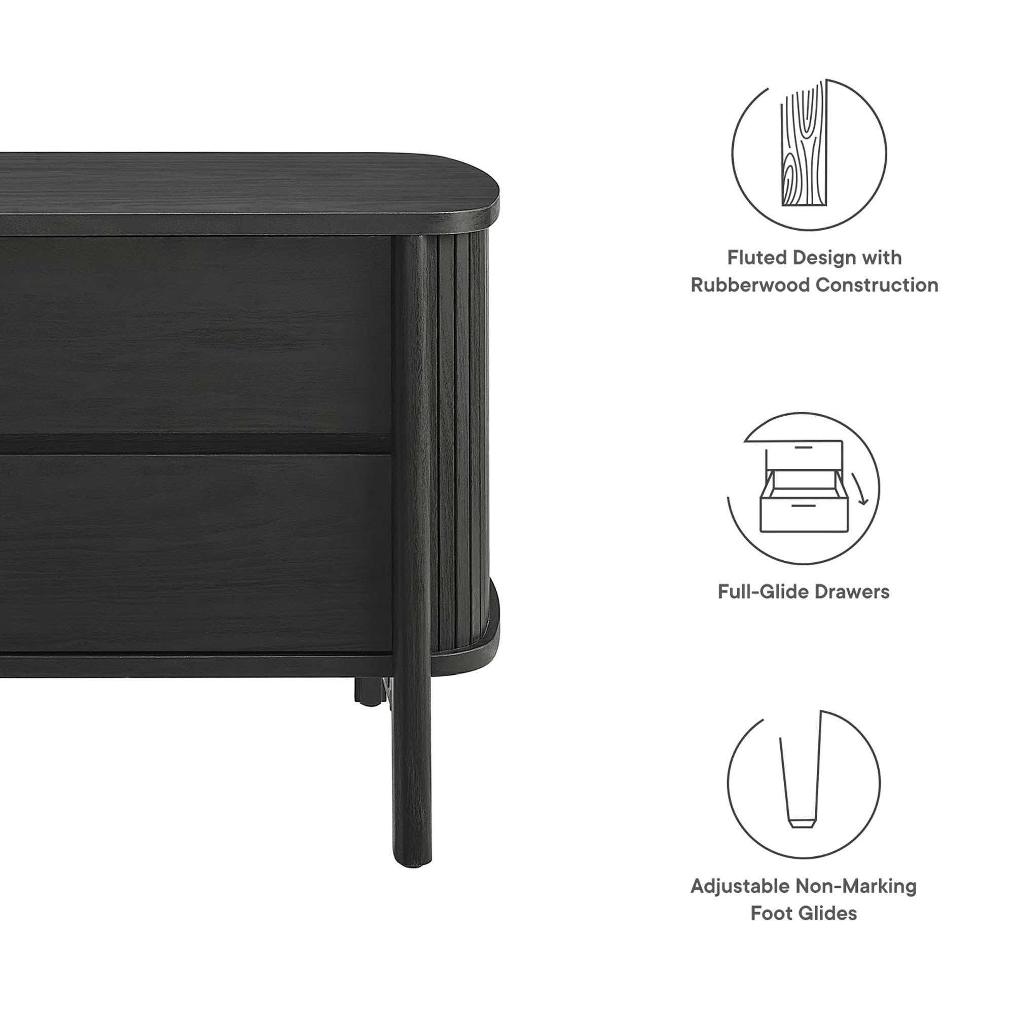 Cadence 2-Drawer Nightstand, Black