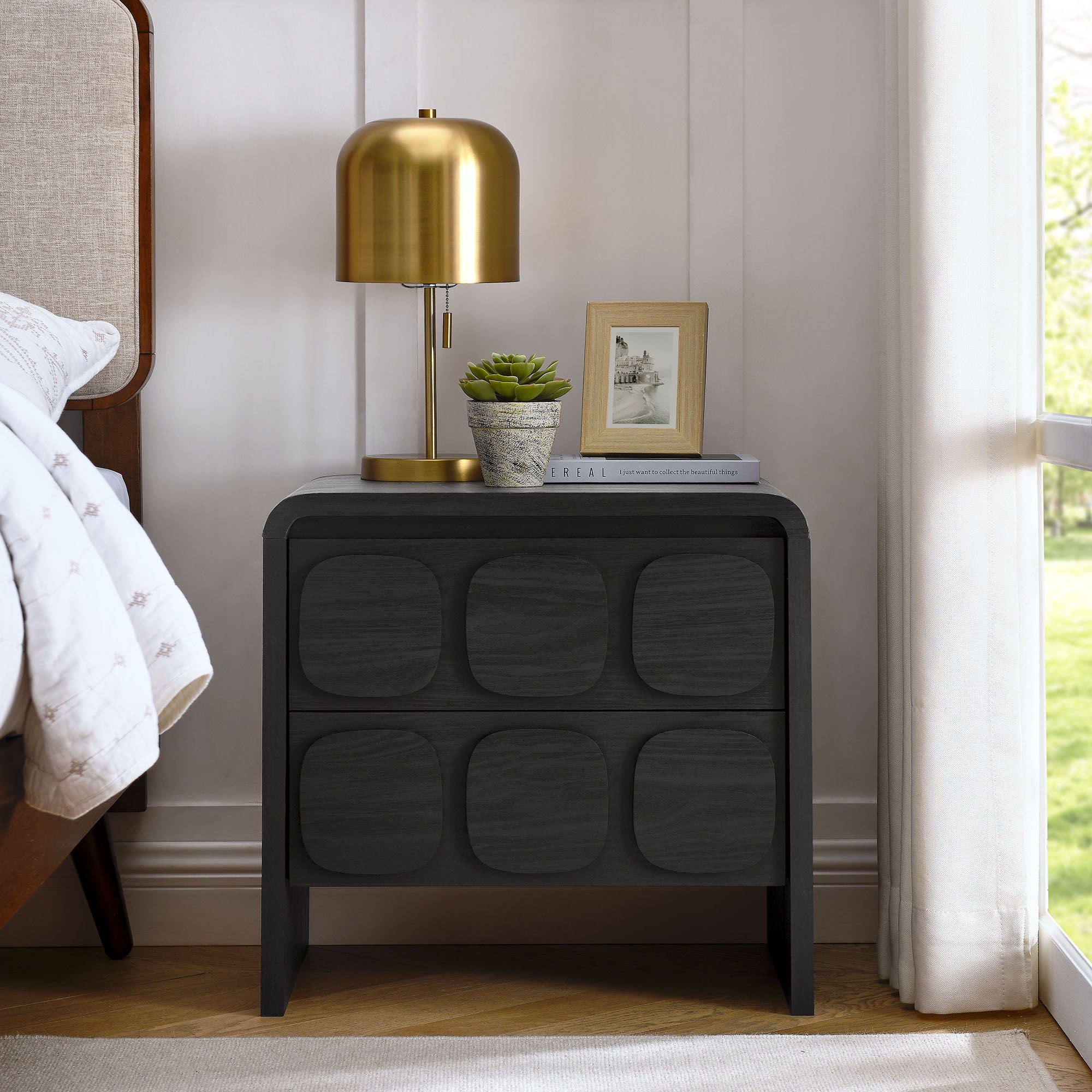 Toscana 2-Drawer Nightstand, Black