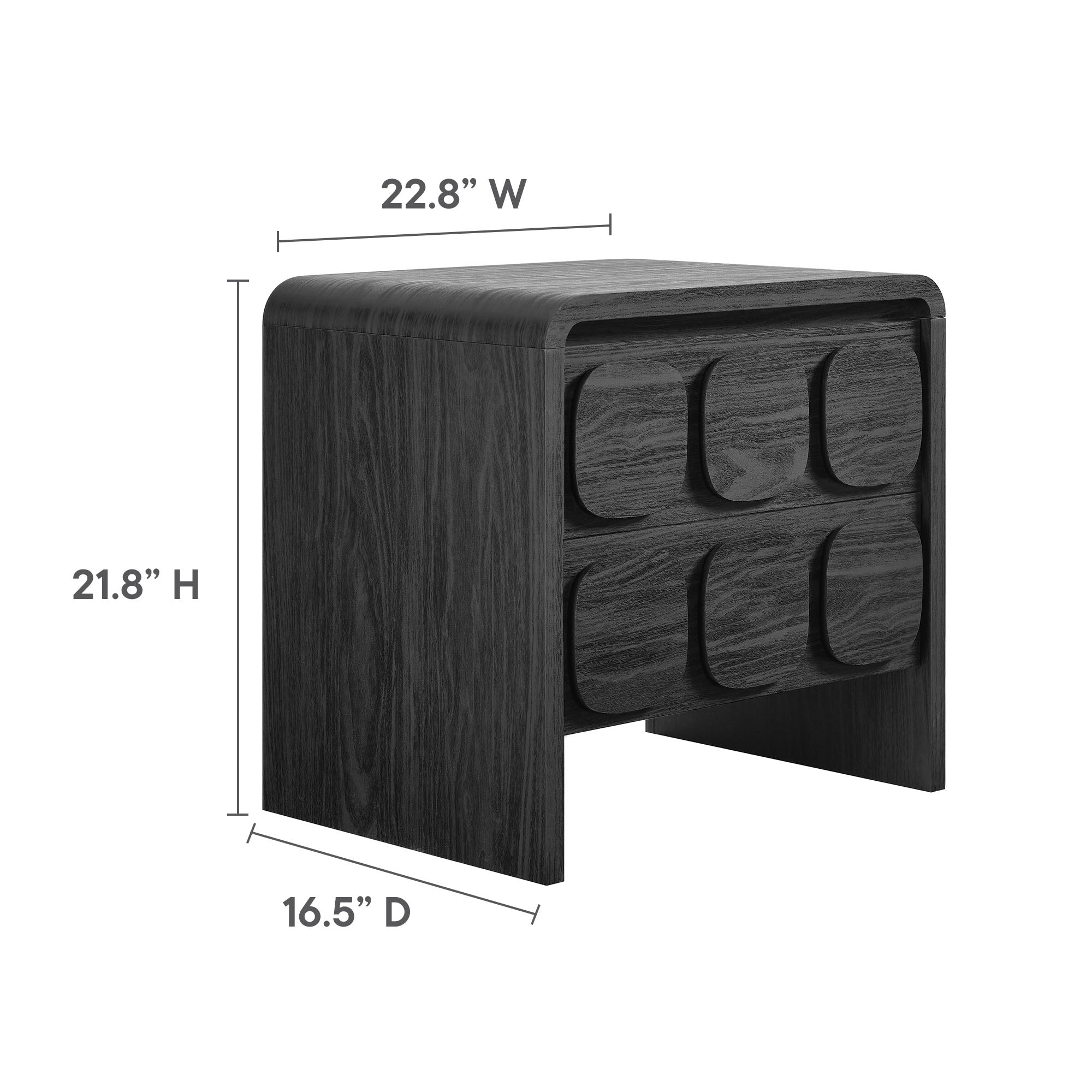 Toscana 2-Drawer Nightstand, Black