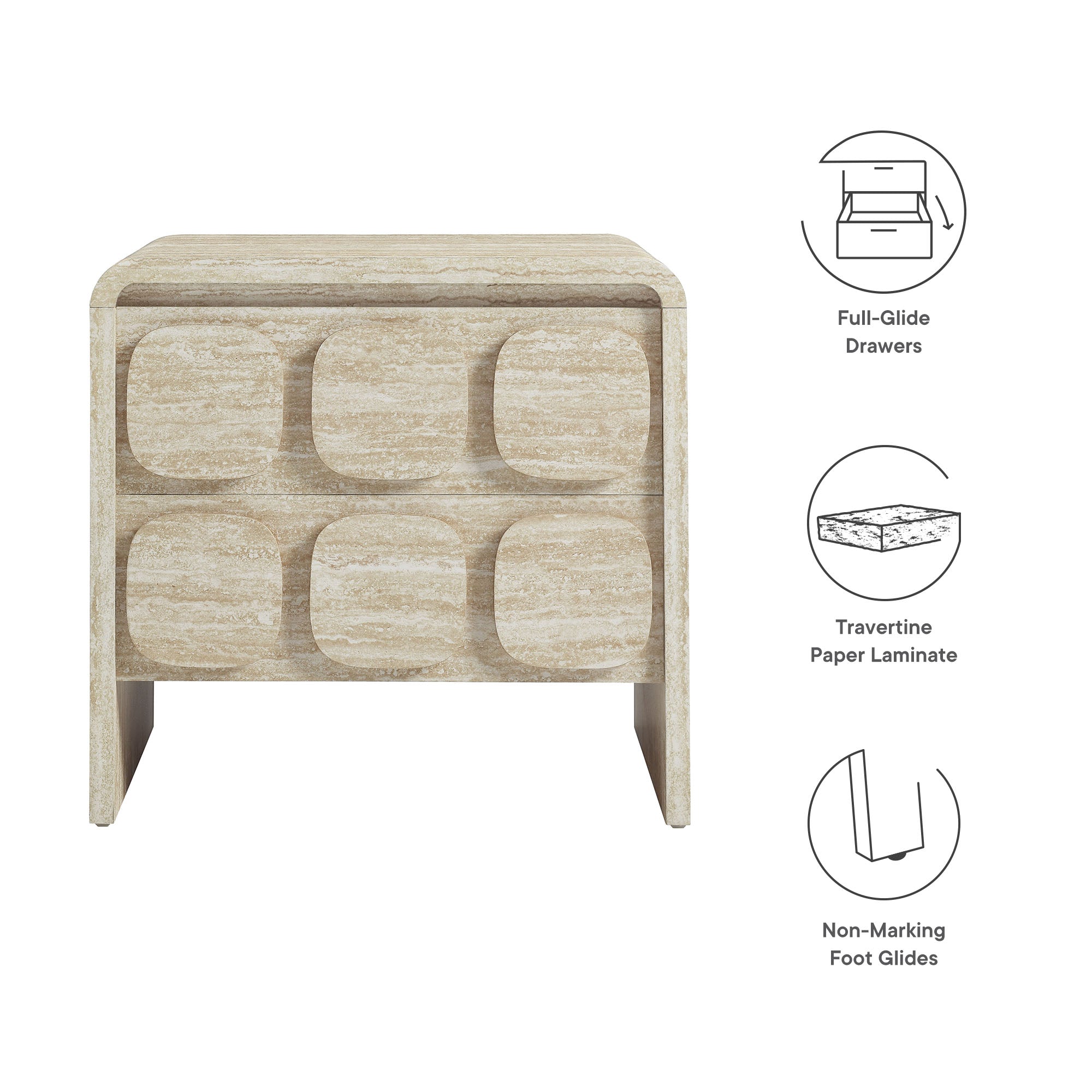 Toscana 2-Drawer Nightstand, Travertine
