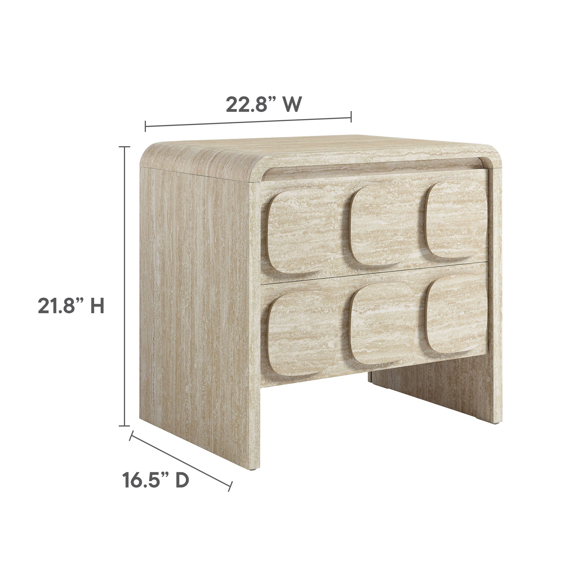 Toscana 2-Drawer Nightstand, Travertine
