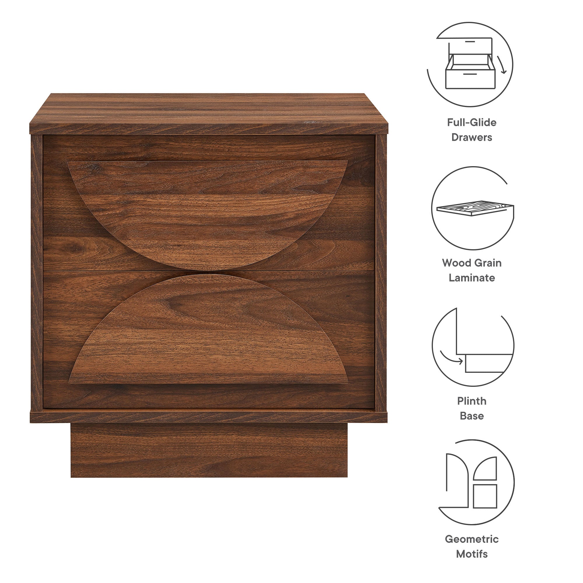 Bulwark 2-Drawer Nightstand, Walnut