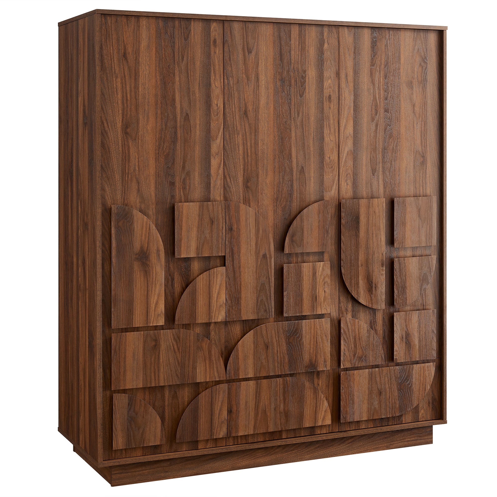Bulwark 3-Door Wardrobe Closet, Walnut