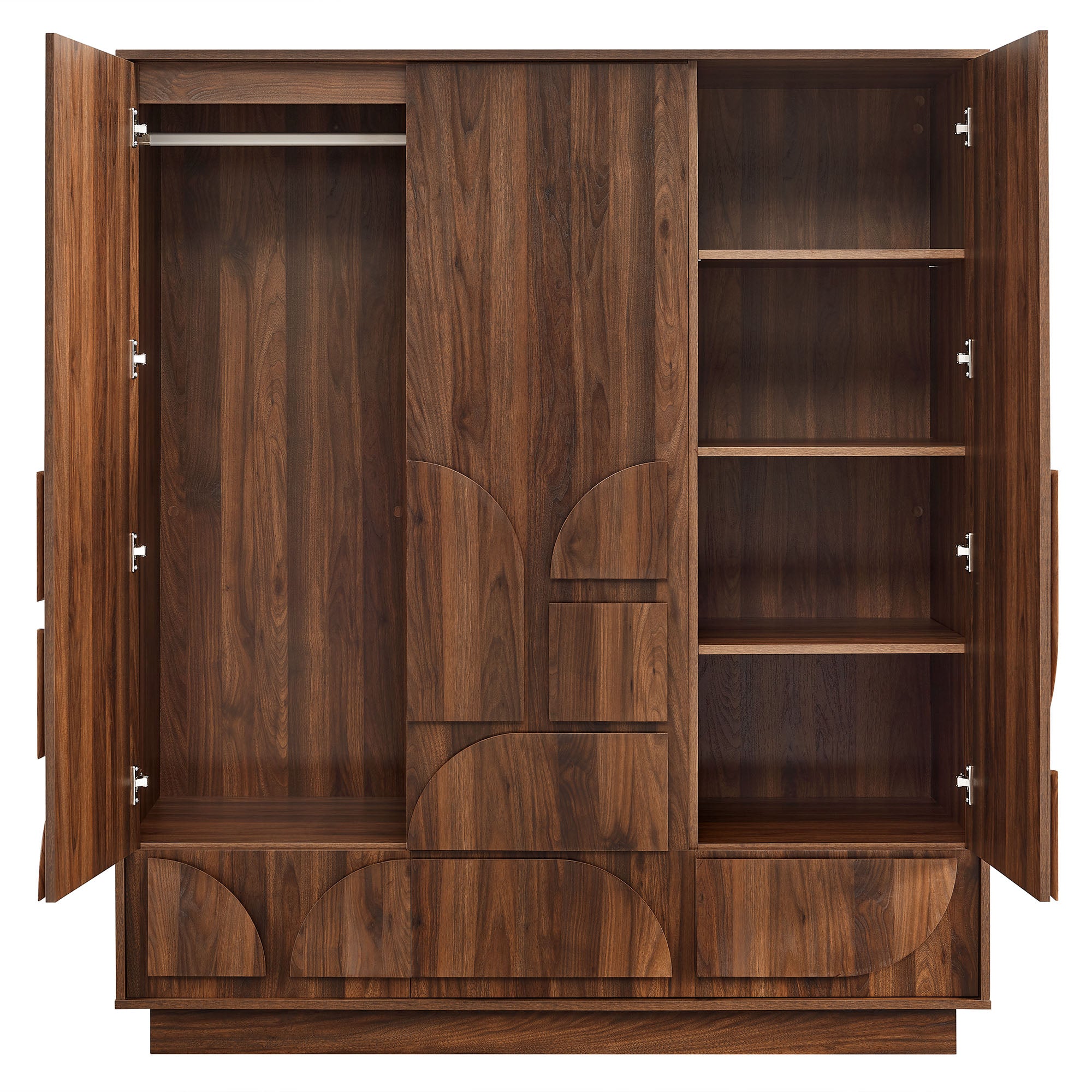 Bulwark 3-Door Wardrobe Closet, Walnut