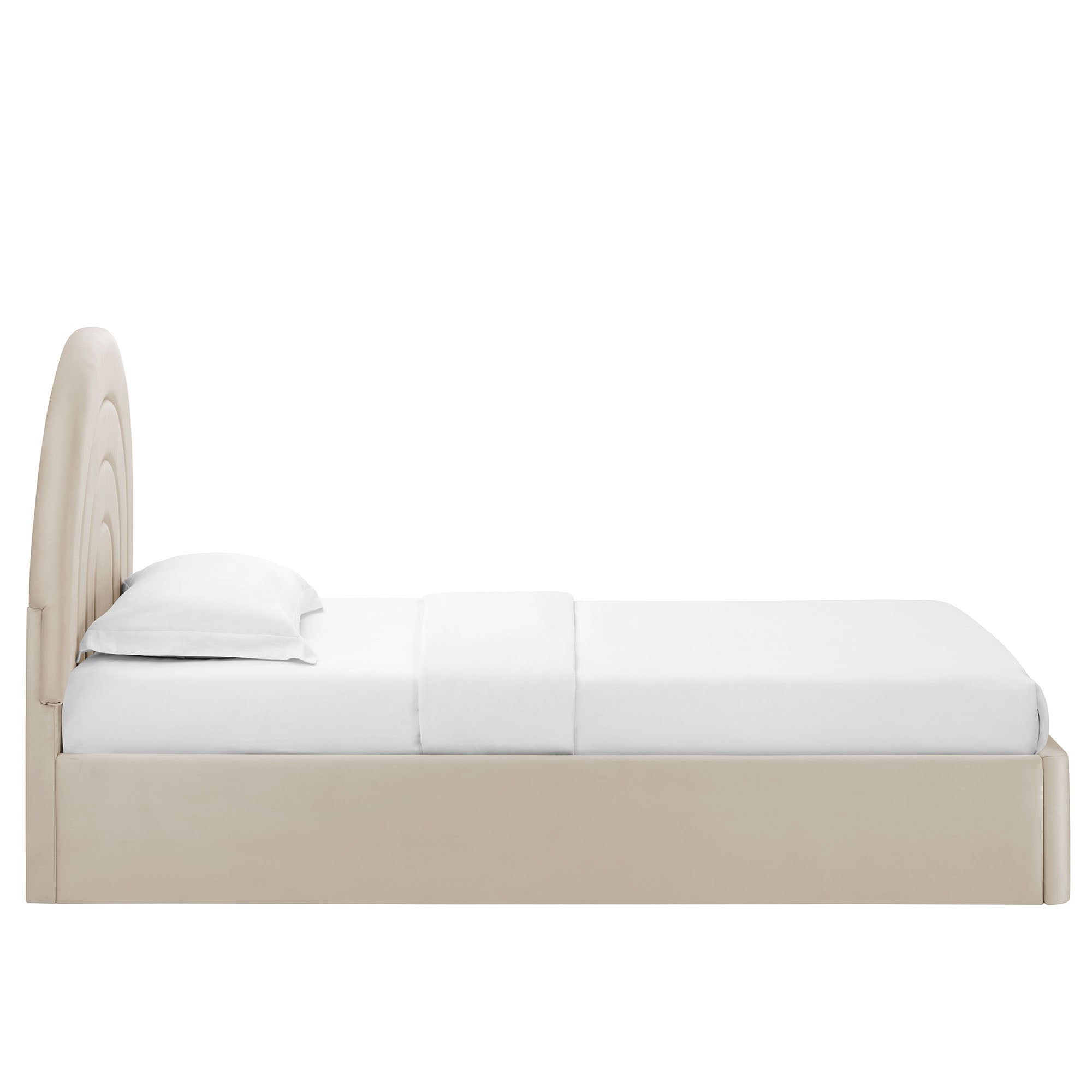Solana Arched Performance Velvet Twin Platform Bed, Almond